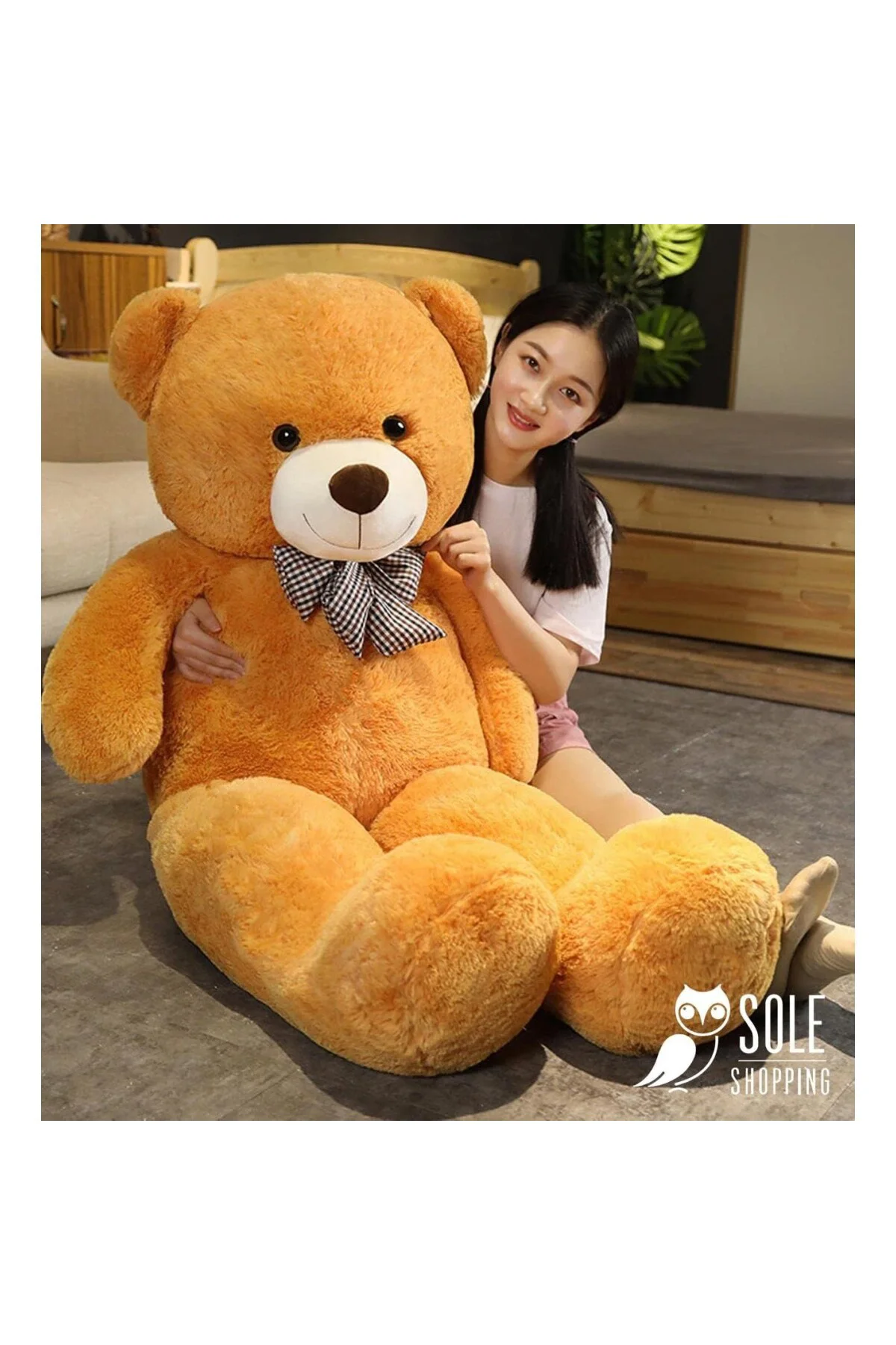 Sevgiliye Özel Hediye - 140 cm Papyonlu Peluş Ayıcık... Kahvereng
