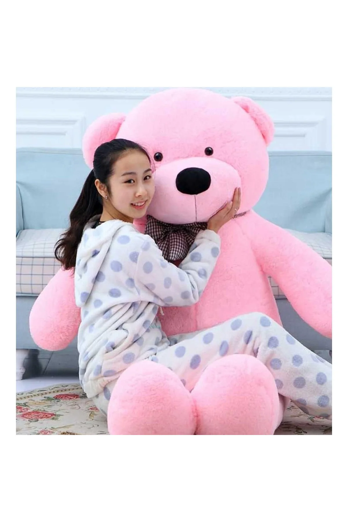 Sevgiliye Özel Hediye - 140 cm Papyonlu Peluş Ayıcık... 140cmAyı (PEMBE)