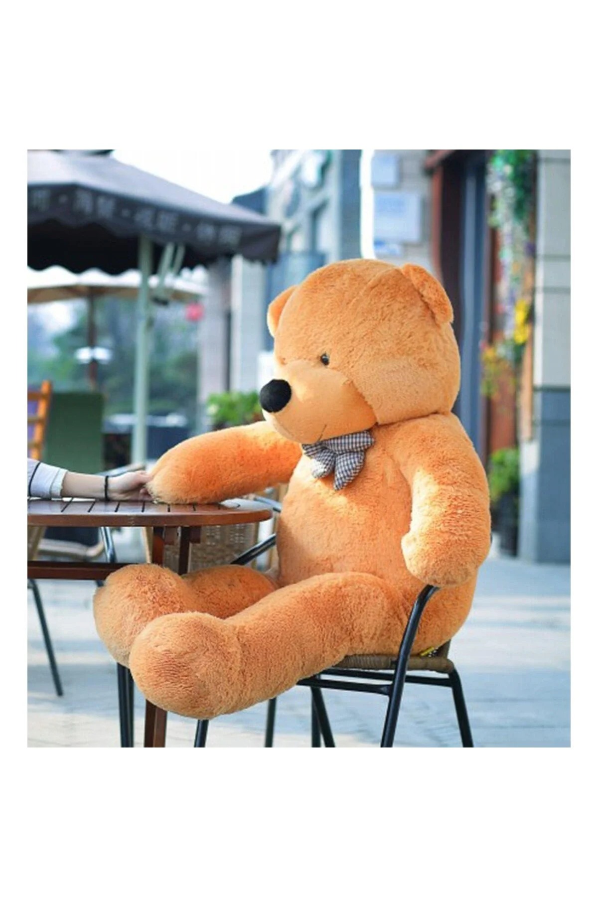 Sevgiliye Özel Hediye - 140 cm Papyonlu Peluş Ayıcık... Kahvereng