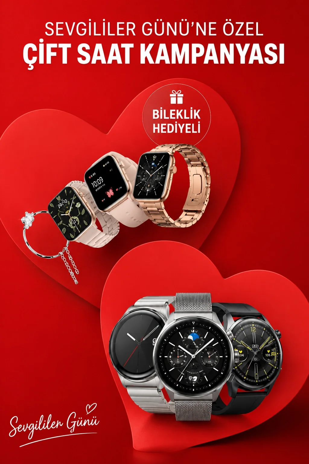 Sevgiliye Özel Yeni Nesil Akıllı Saat Çiftlere Özel Kampanya Çift Saatleri
