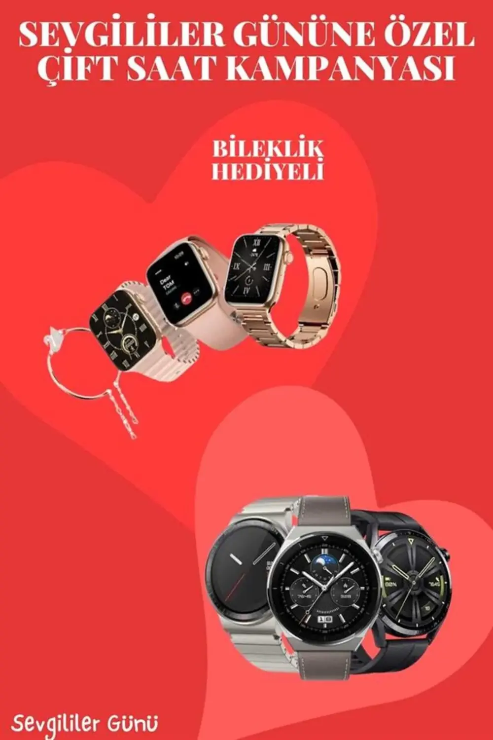 Sevgiliye Özel Yeni Nesil Akıllı Saat Çiftlere Özel Çift Saatleri