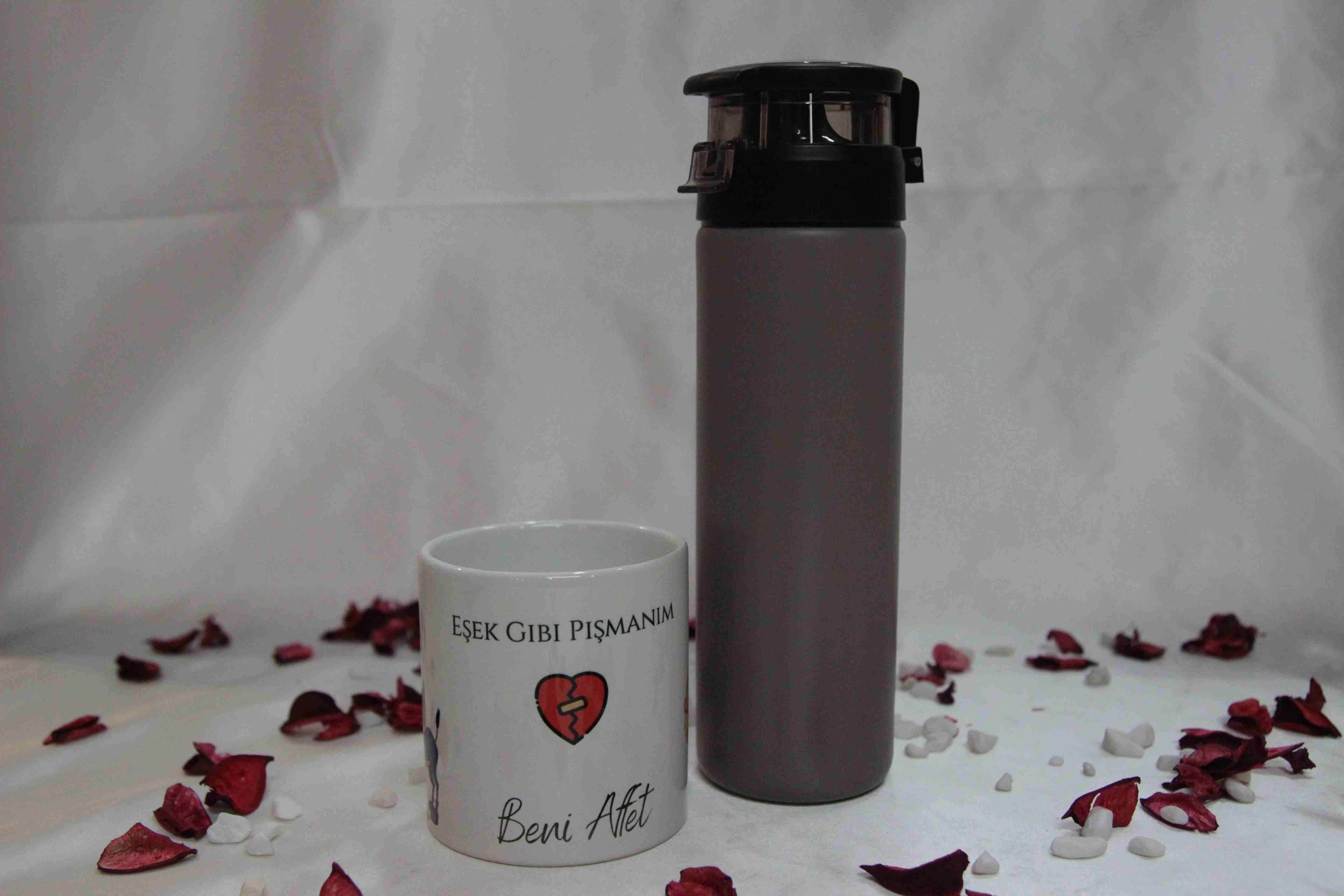 Home Sevgiliye Özür Hediye Beni Affet Kupa, Cappucino Termos, Cam Küre, Papatya Kolye Ve Ayıcık