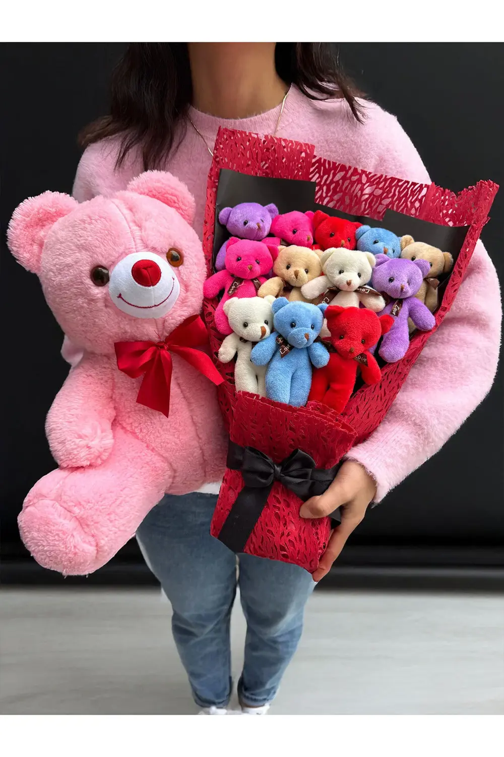 Sevgiliye Premium Hediye 12 Adet Rengarenk Ayıcıklı Ayıcık Buketi