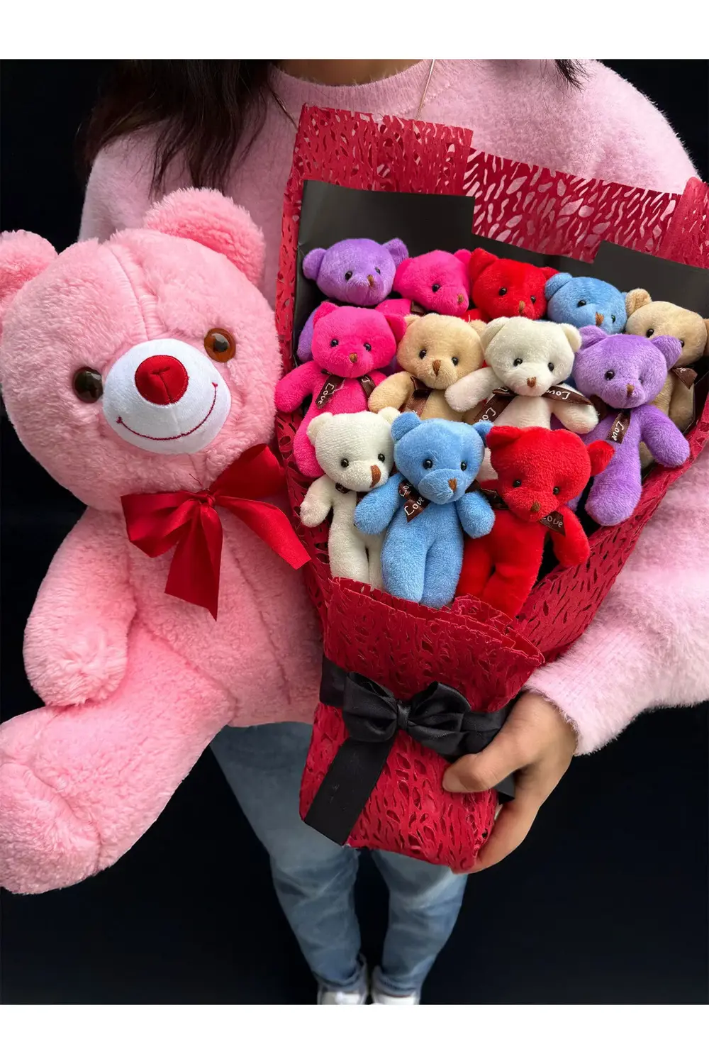 Sevgiliye Premium Hediye 12 Adet Rengarenk Ayıcıklı Ayıcık Buketi