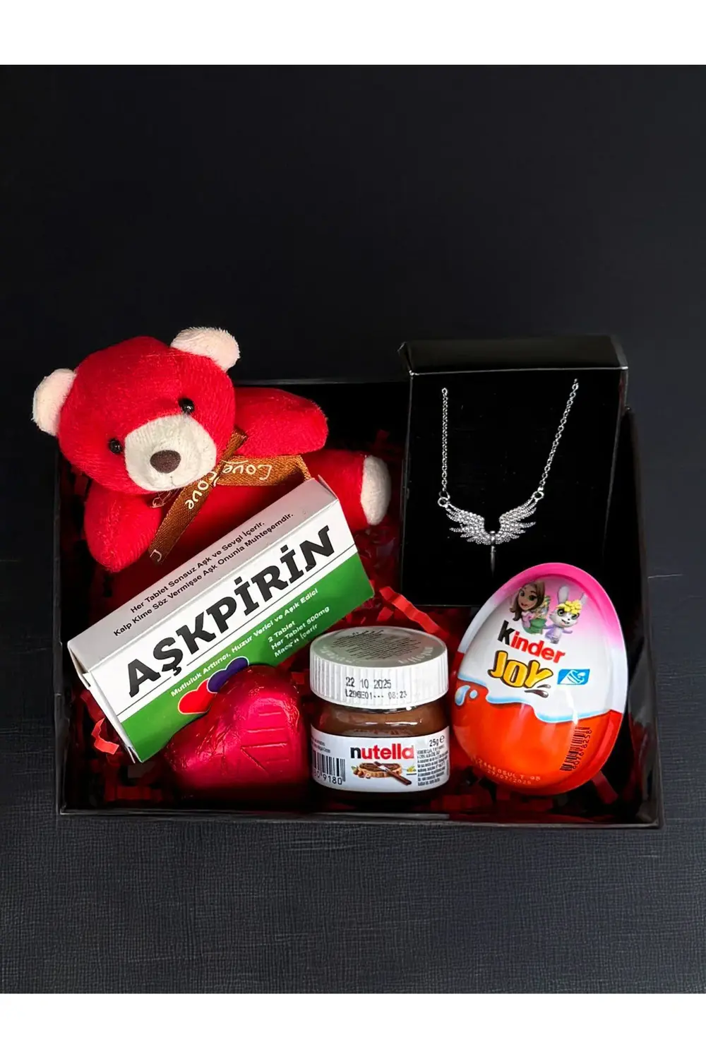 Sevgiliye Romantik Hediye Kırmızı Mini Ayıcık Melek kolye AşkPiri