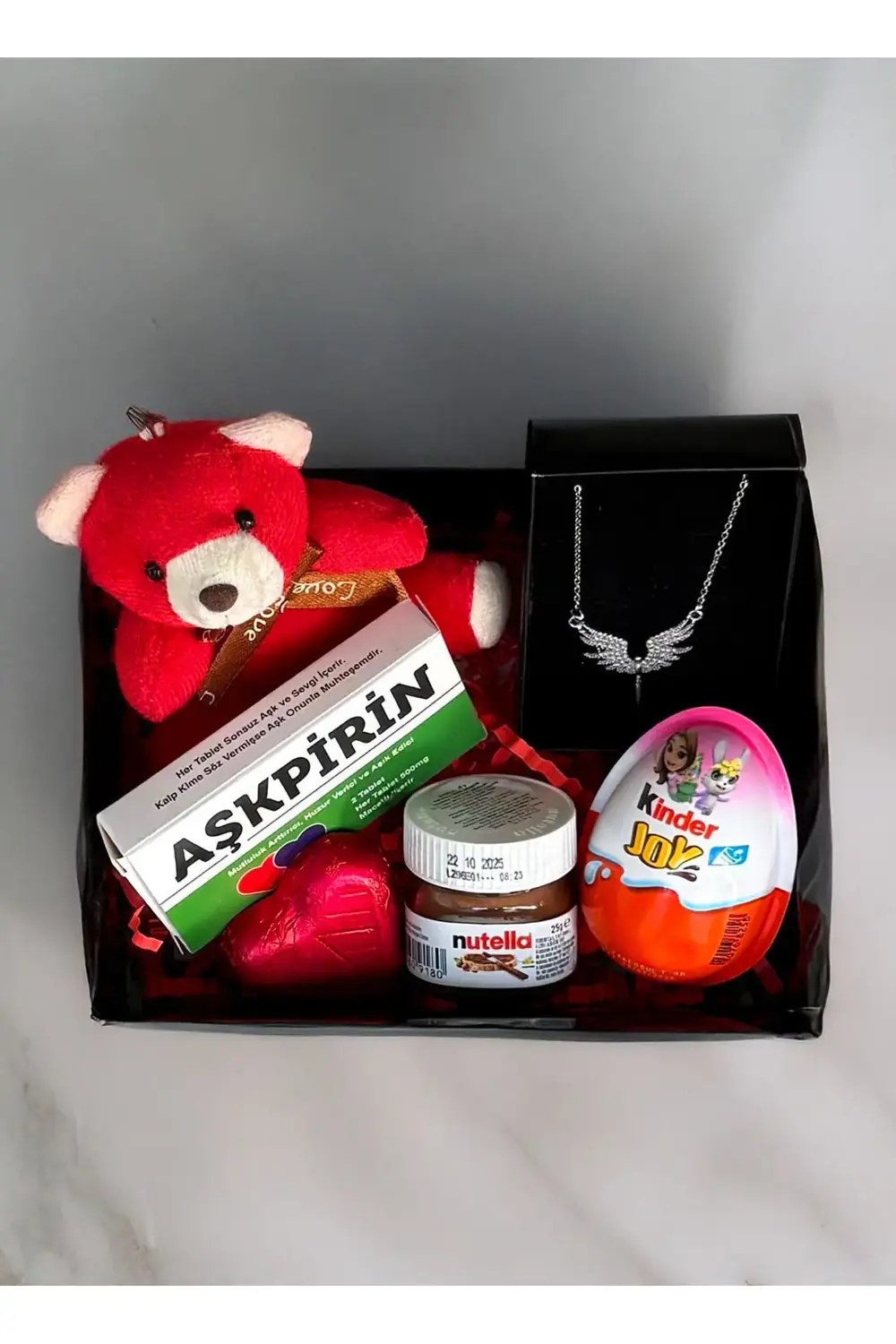 Sevgiliye Romantik Hediye Kırmızı Mini Ayıcık Melek kolye AşkPiri