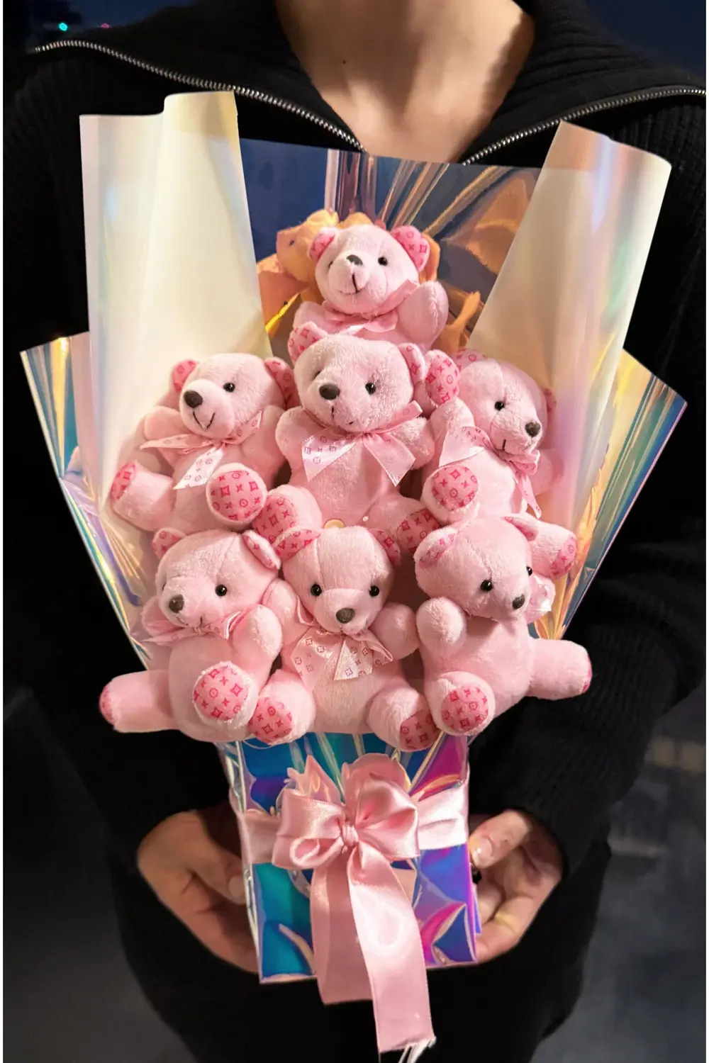 Sevgiliye Romantik Hediye Pembe Ayıcıklı Aşk Dolu Ayıcık Buketi H