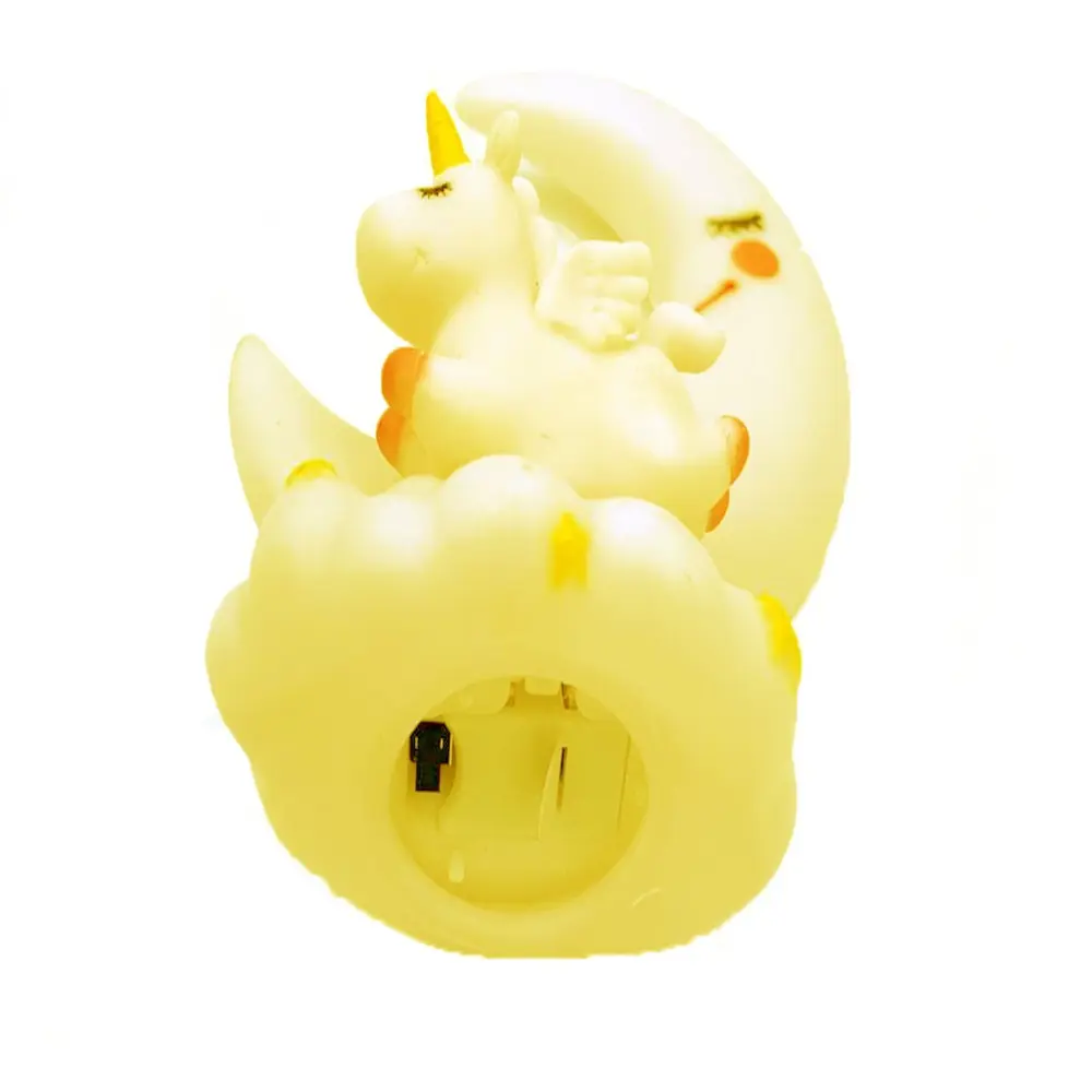 Sevimli Ay Ve Unicorn Dekorlu Renk Değiştiren Gece Lambası Sarı (