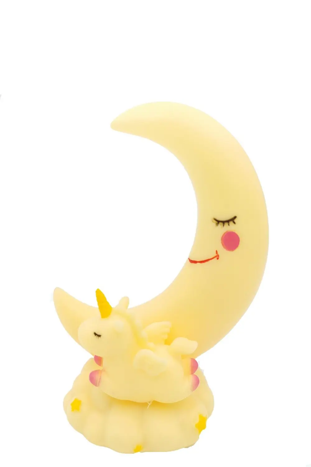Sevimli Ay Ve Unicorn Dekorlu Renk Değiştiren Gece Lambası Sarı (