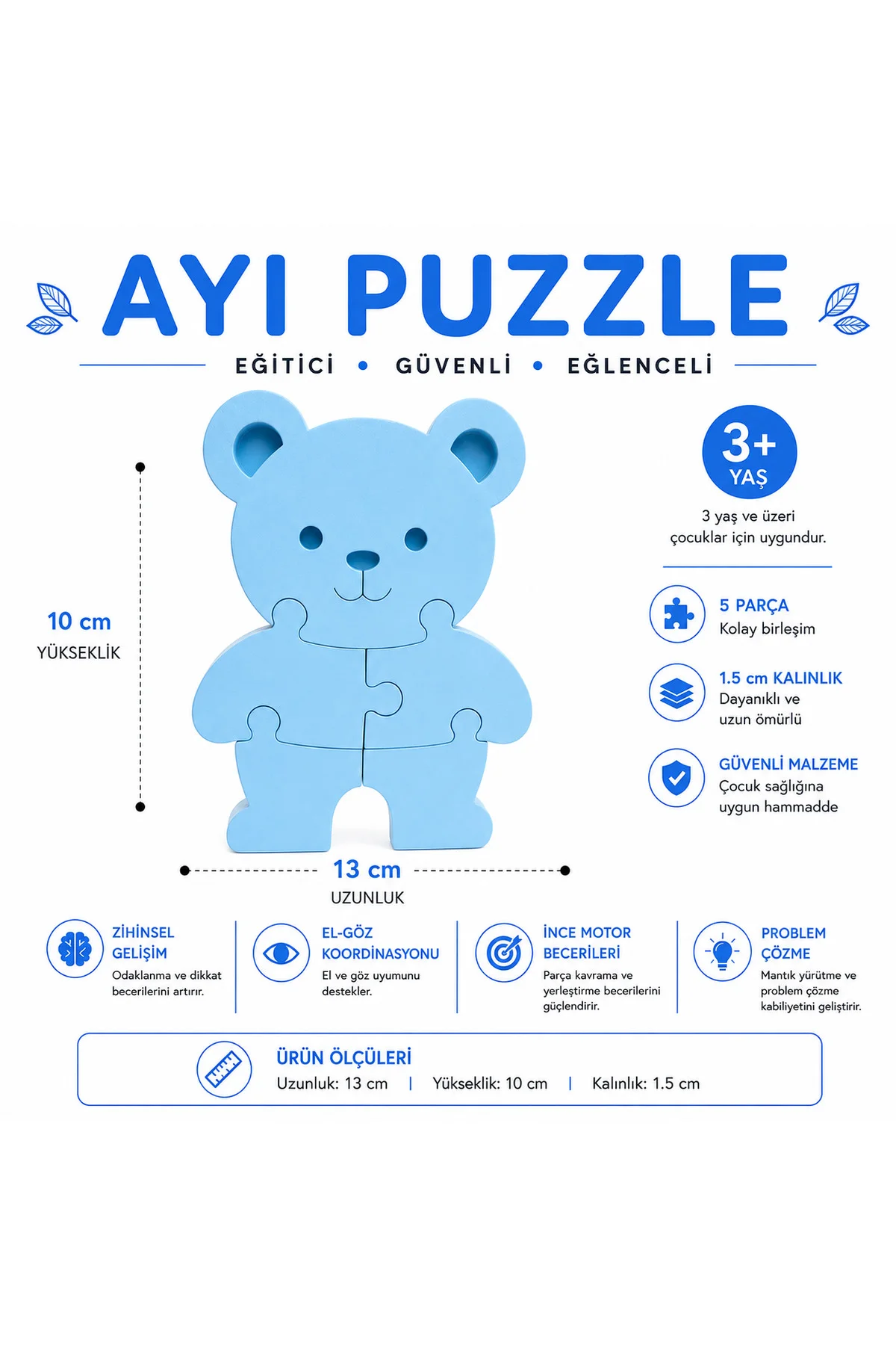 Sevimli Ayı 3D Baskı Puzzle – 5 Parça Eğitici Çocuk Yapbozu (3+ Yaş) Sevimli Ayı 3D Baskı Puzzle – 5 Parça Eğitici Çocuk Yapbozu (3+ Yaş)