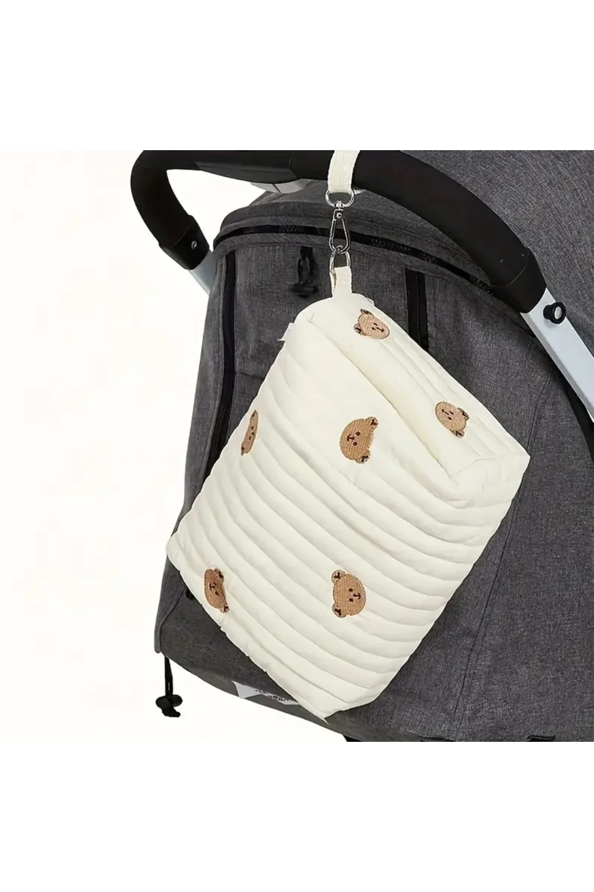 Sevimli Ayı Nakışlı Kore Tarzı Bebek Bezi Çantası,Su Geçirmez Org