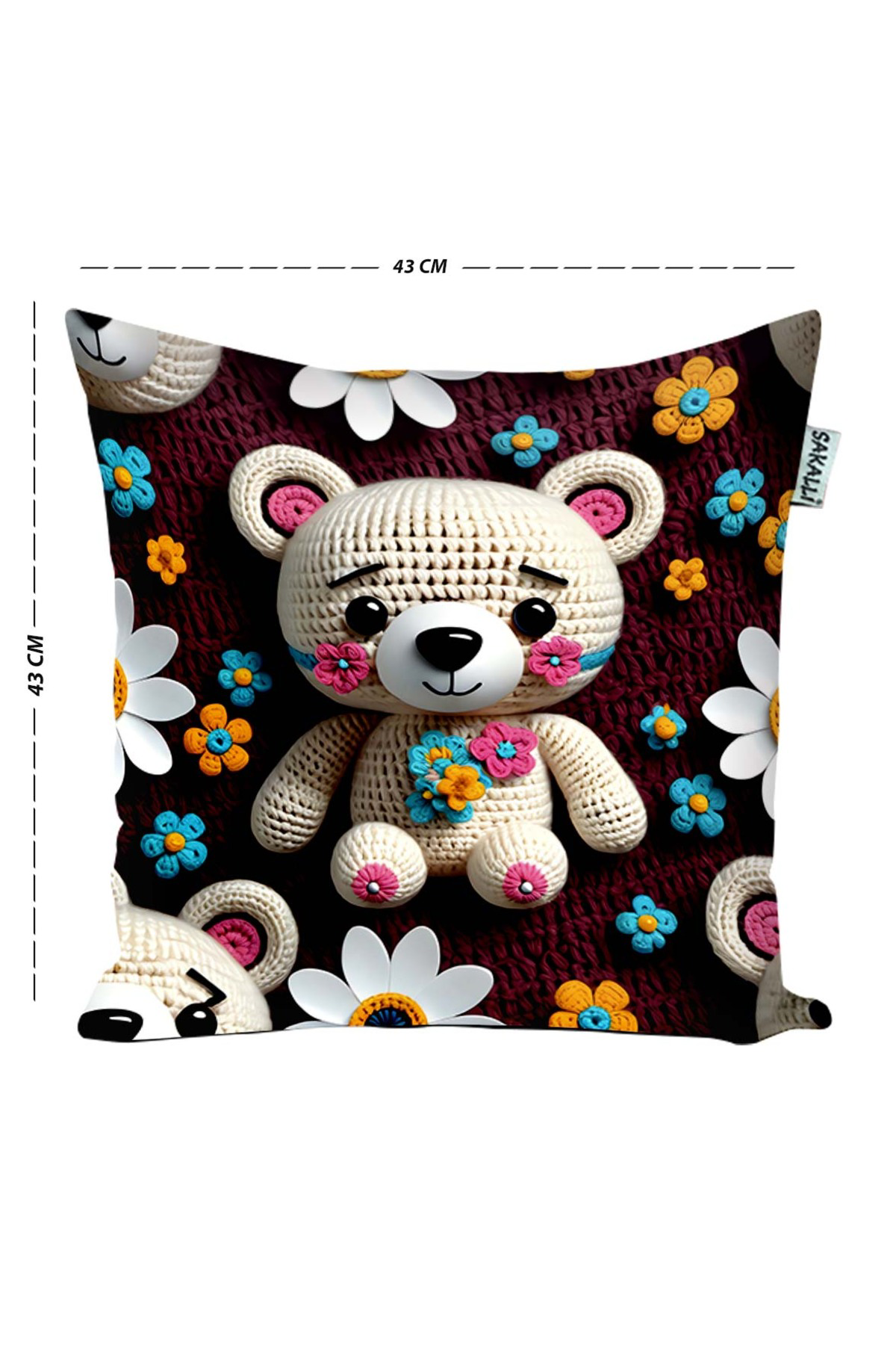 Sevimli Ayıcık Çocuk Odası Temalı Nakış Görünümlü Dijital Baskılı