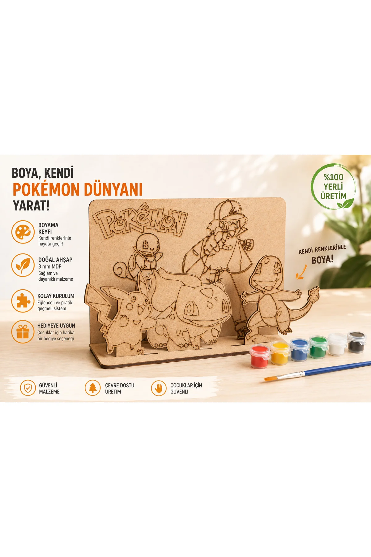 Sevimli Canavarlar 2 Temalı Ahşap Boyama Seti – 3D Geçmeli MDF Dekor, 6 Renk Boya ve Fırça Dahil Sevimli Canavarlar 2 Temalı Ahşap Boyama Seti – 3D Geçmeli MDF Dekor, 6 Renk Boya ve Fırça Dahil