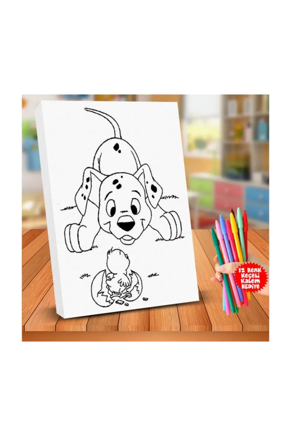 Sevimli Dalmaçyalı Ve Civciv 25x35cm Çocuk Boyama Tablosu-059