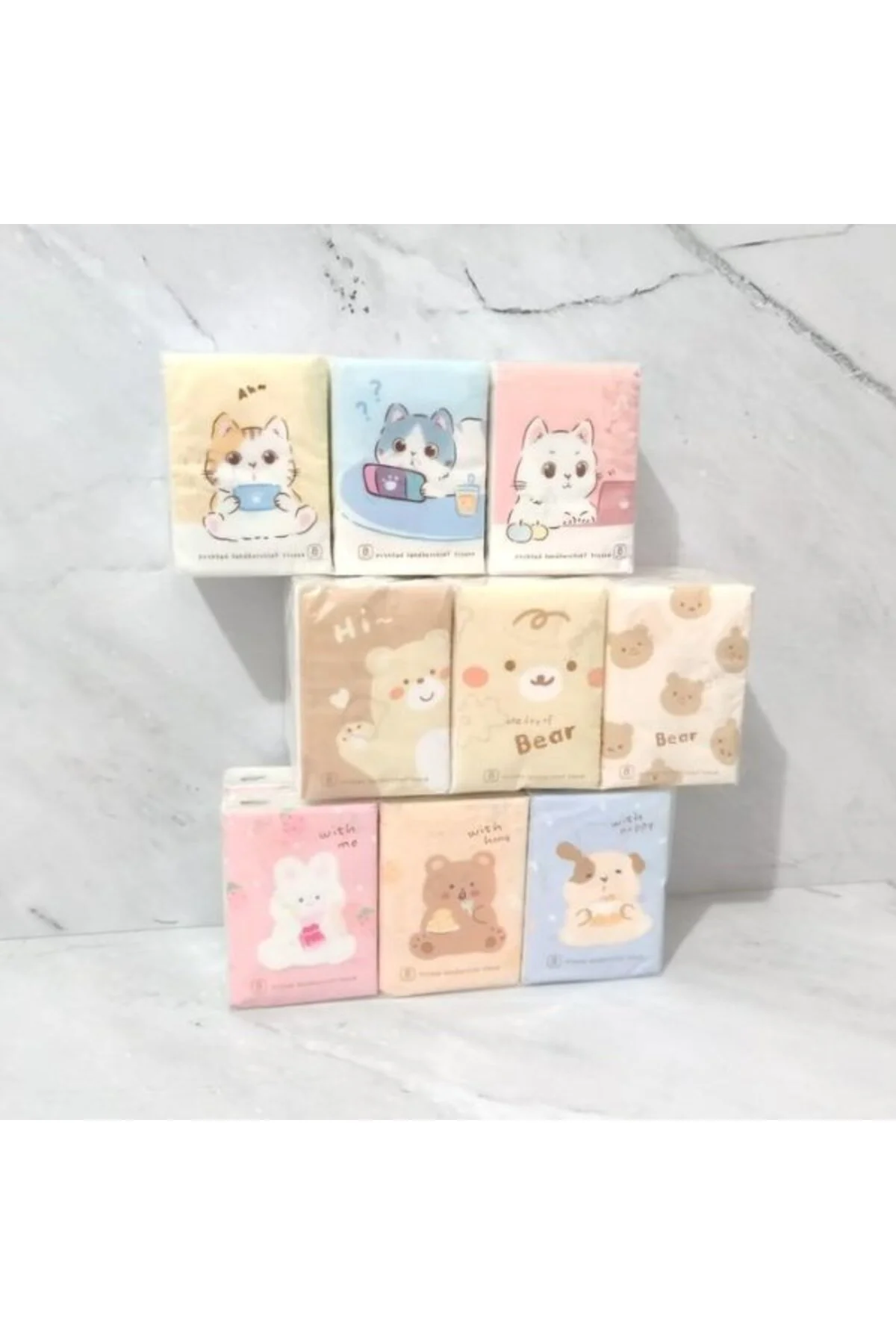 Sevimli Figürlü Çocuk Mendili 9'lu Paket Sevimli Figürlü Çocuk Mendili 9'lu Paket