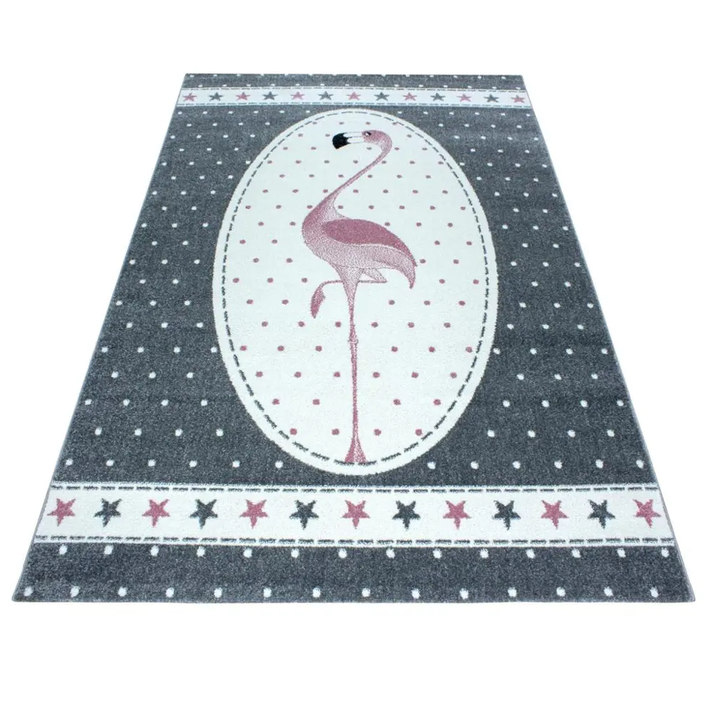 Sevimli Flamingo Desen Halı Pembe Gri Halı Yumuşak Dikdörtgen Jüt