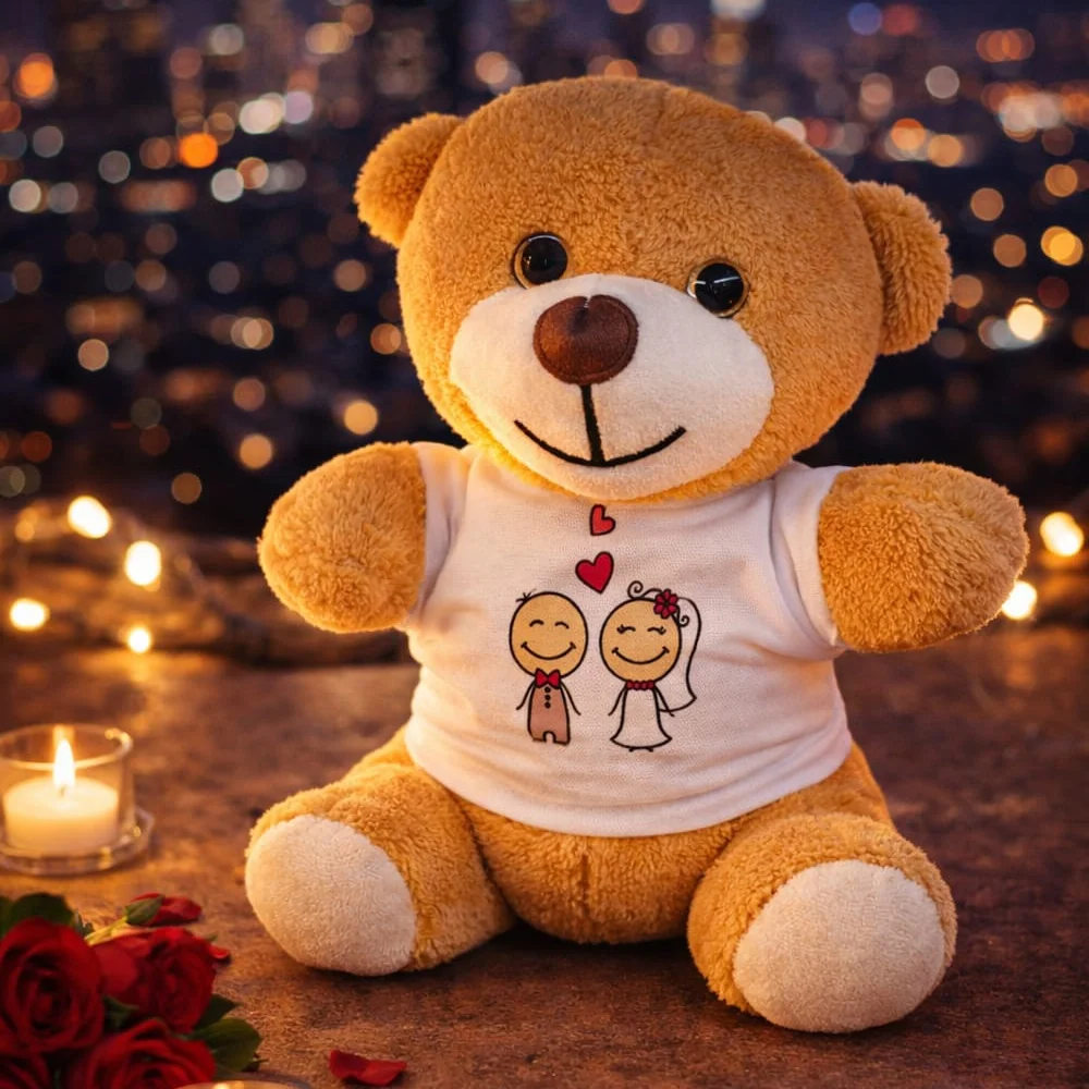 Sevimli Gelin Damat Tişörtlü Peluş Oyuncak Ayıcık Sevimli Gelin Damat Tişörtlü Peluş Oyuncak Ayıcık