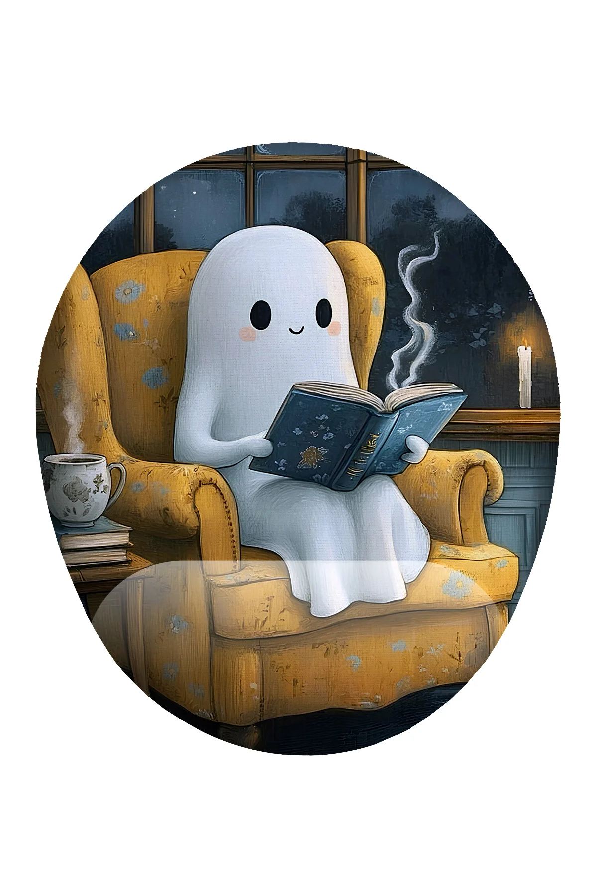 Sevimli Hayalet Bilek Destekli Mouse Pad Ergonomik Kaymaz Taban M