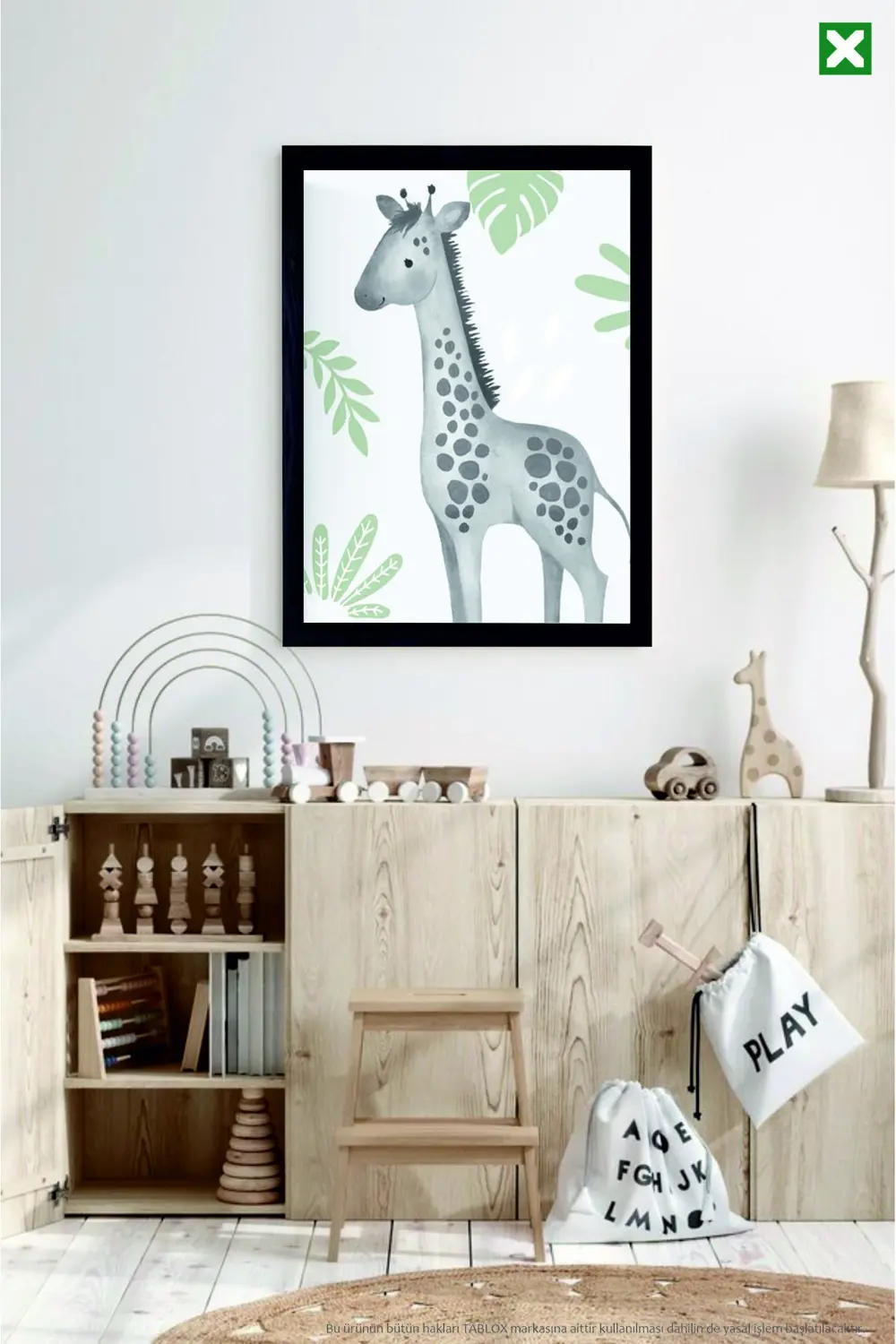 Sevimli Hayvanlar 3'lü Çerçeve Görünümlü Modern MDF Tablo Seti - 