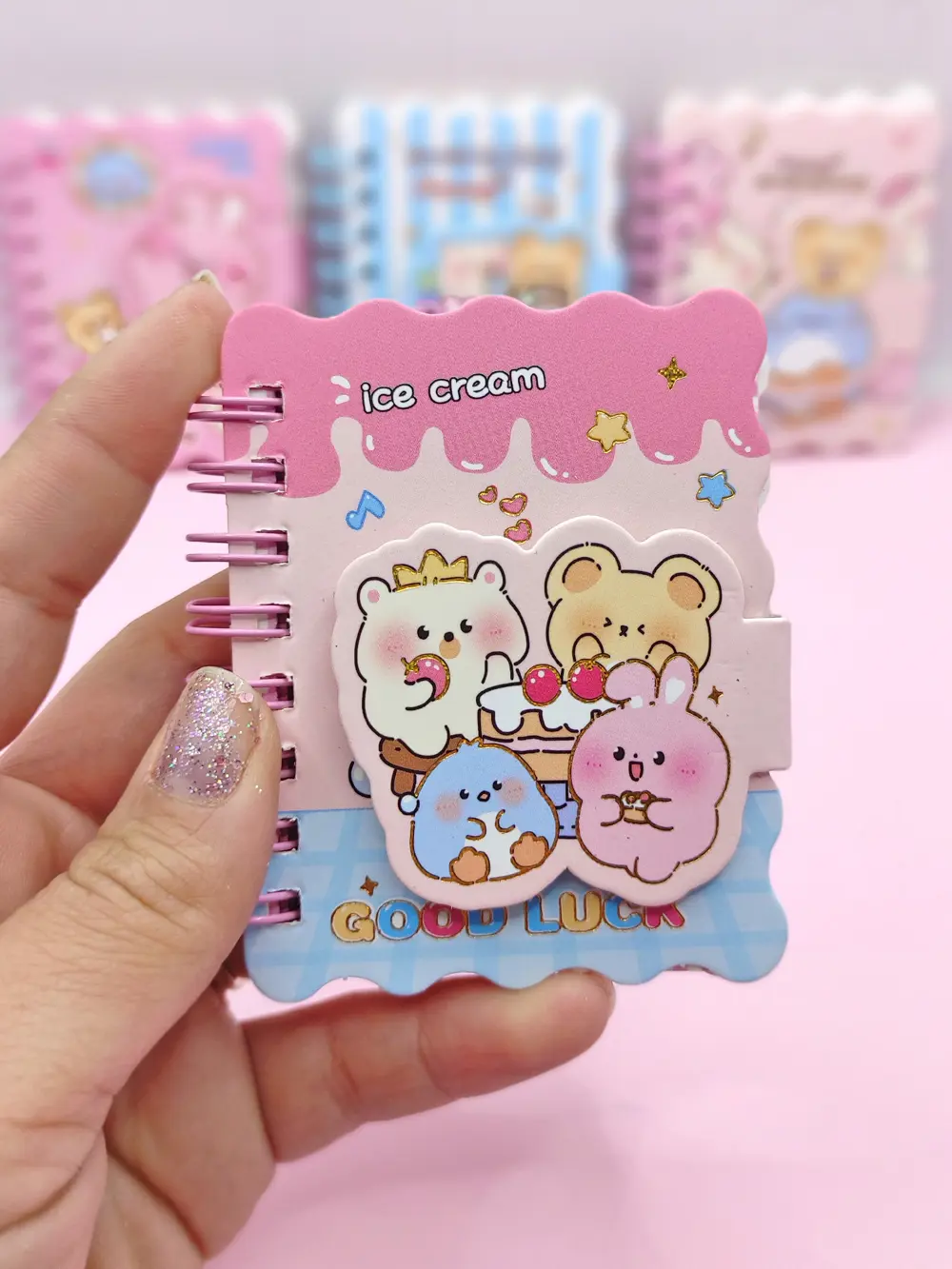 Sevimli Hayvanlar Cırtlı Cep Boy Mini Not Defteri (7x8 cm) - Past