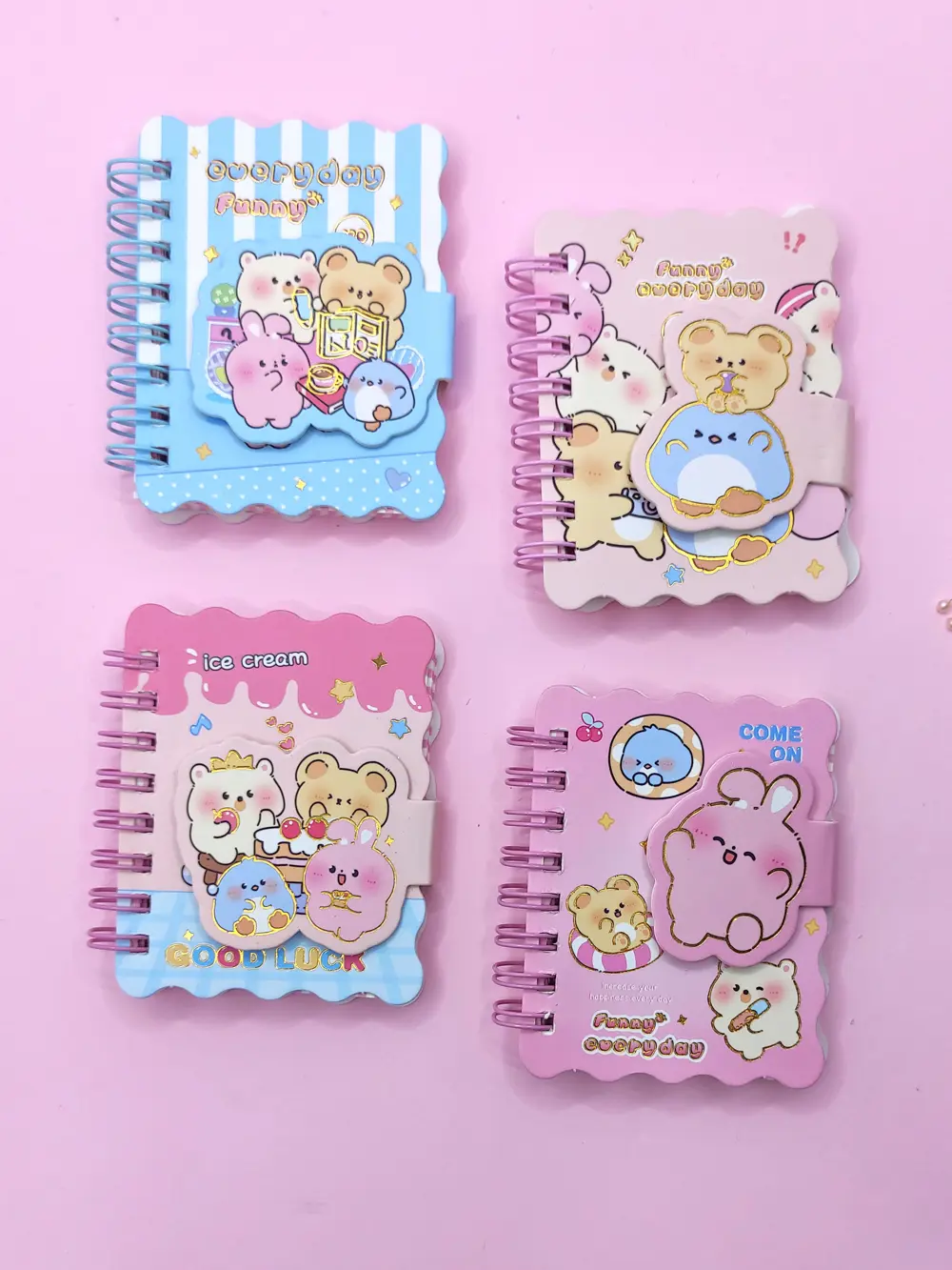 Sevimli Hayvanlar Cırtlı Cep Boy Mini Not Defteri (7x8 cm) - Past