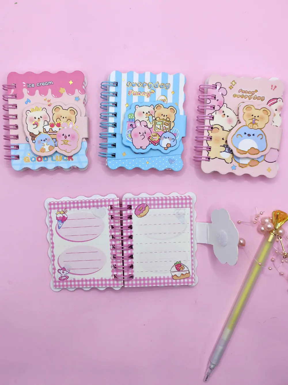 Sevimli Hayvanlar Cırtlı Cep Boy Mini Not Defteri (7x8 cm) - Past