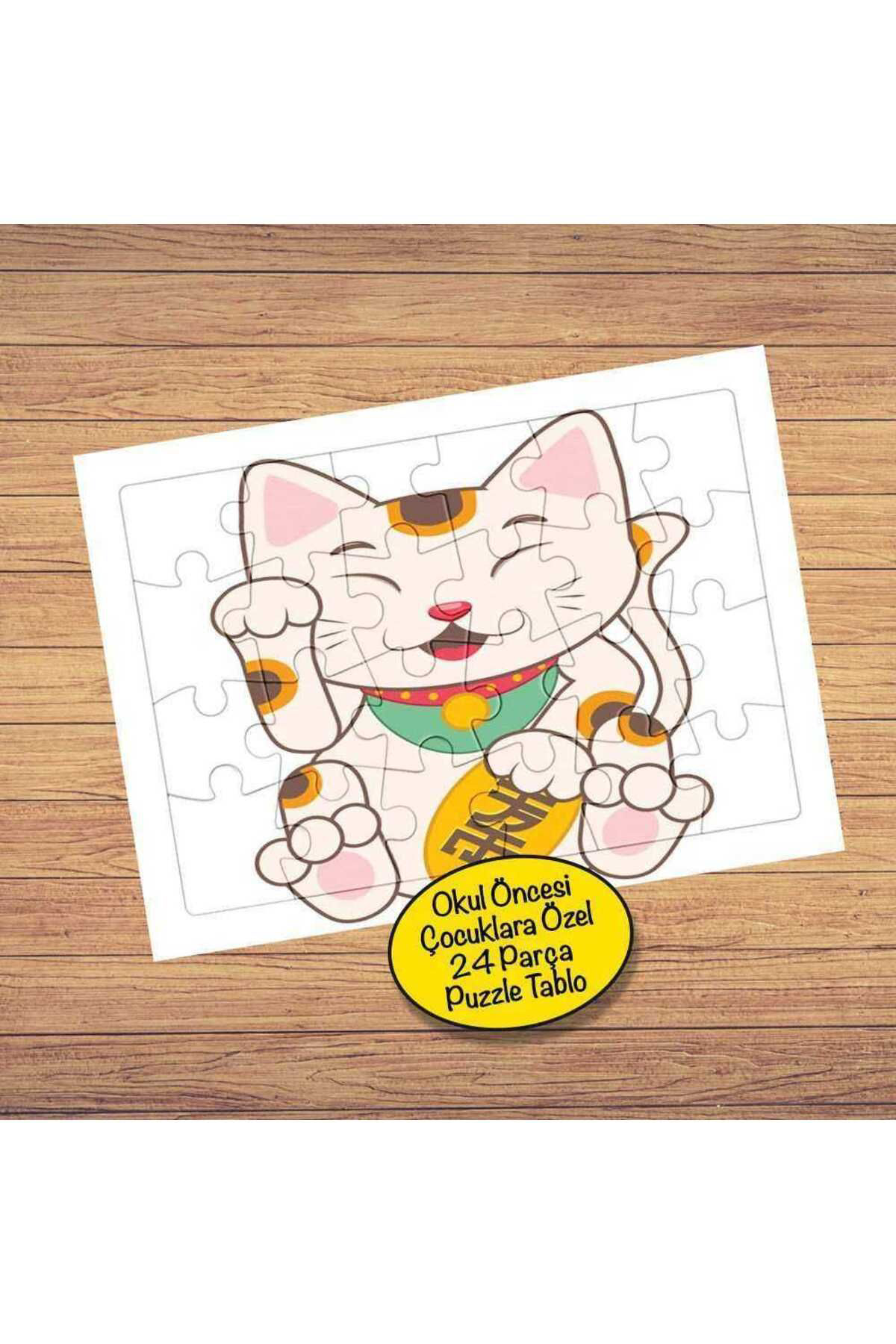 Asilmeydan Sevimli Japon Kedi 24 Parça Çocuklara Özel Yapboz Tablo-1335-37