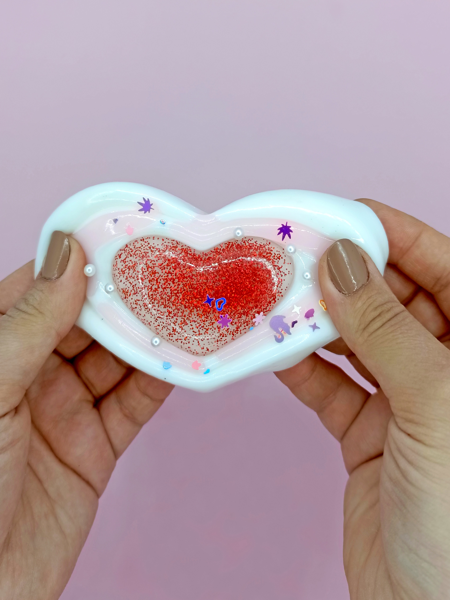 Limmy Sevimli Kalp Squishy Simli Yumuşacık (7X9 Cm) Kalp Sukuşi - Beyaz