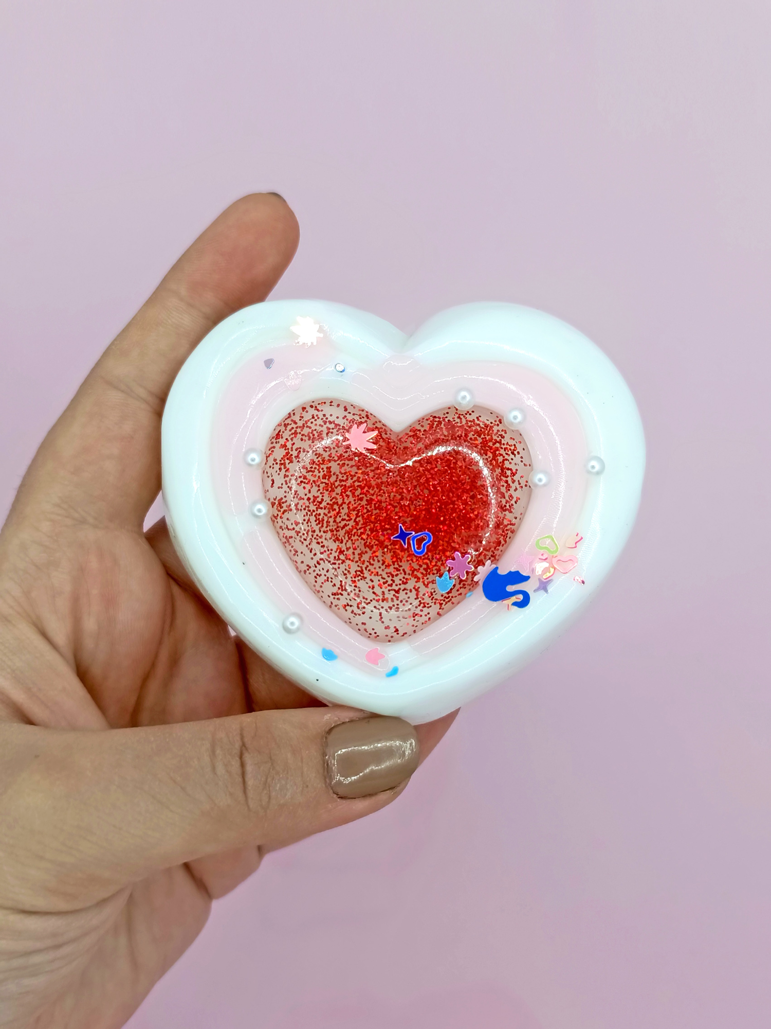 Limmy Sevimli Kalp Squishy Simli Yumuşacık (7X9 Cm) Kalp Sukuşi - Beyaz