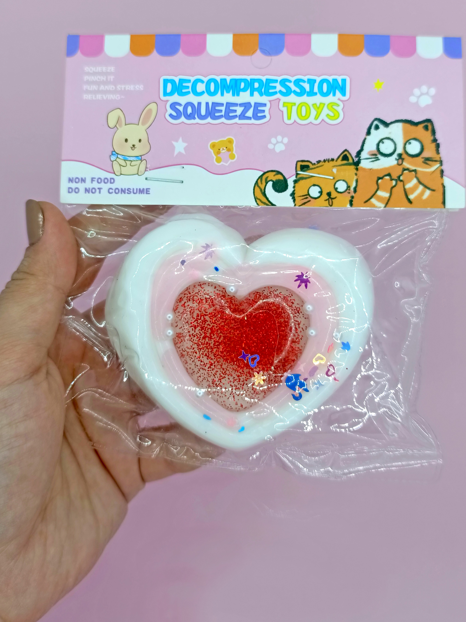 Limmy Sevimli Kalp Squishy Simli Yumuşacık (7X9 Cm) Kalp Sukuşi - Beyaz