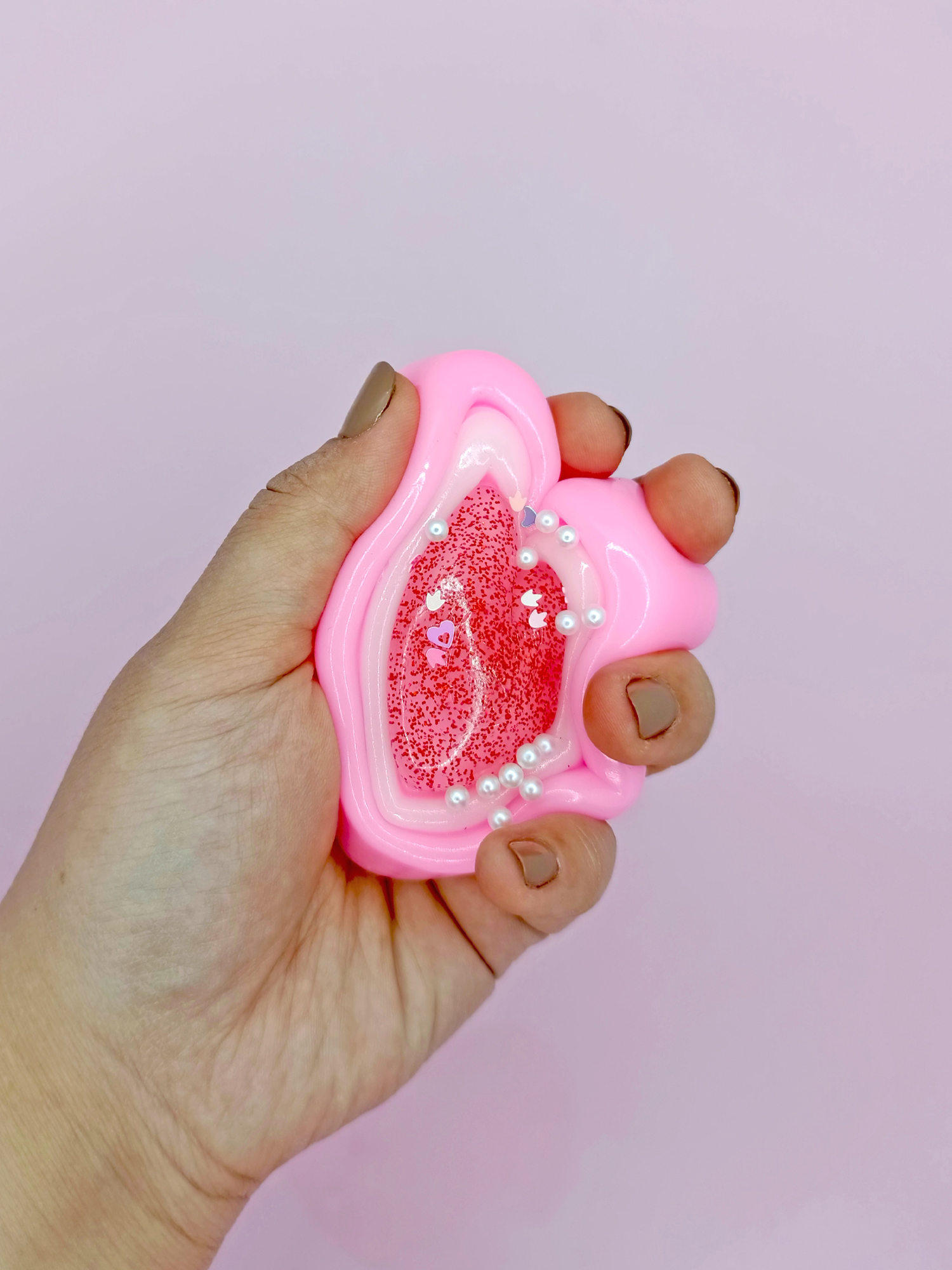 Limmy Sevimli Kalp Squishy Simli Yumuşacik (7X9 Cm) Kalp Sukuşi - Pembe