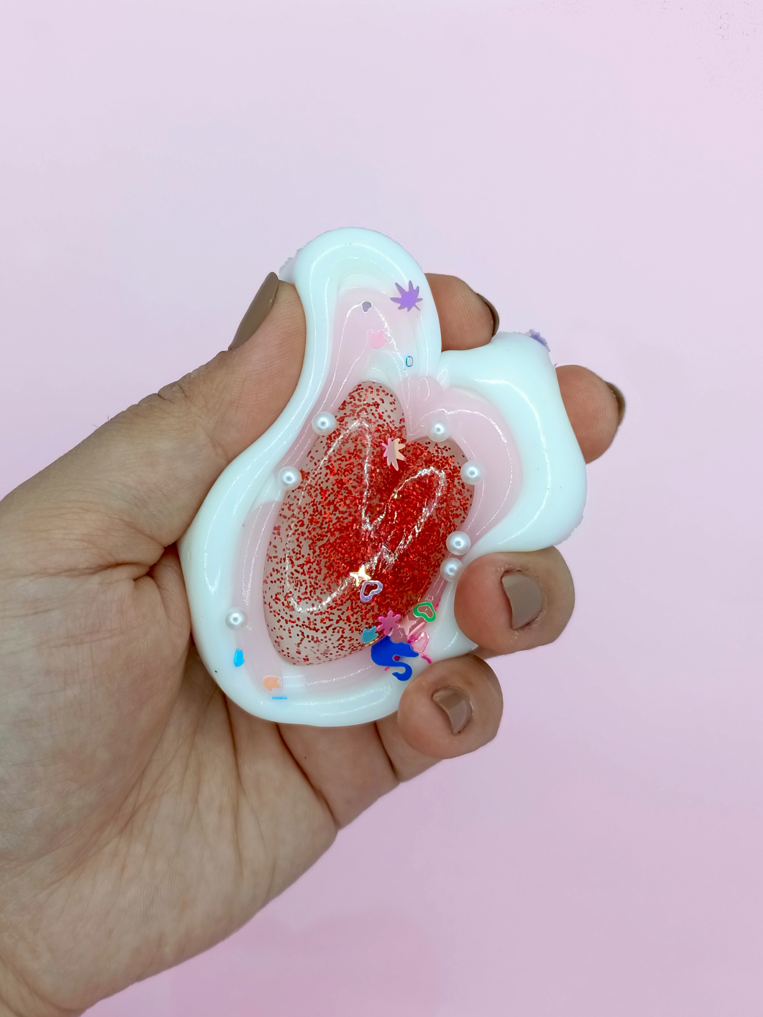 Limmy Sevimli Kalp Squishy Simli Yumuşacık (7X9 Cm) Kalp Sukuşi - Beyaz