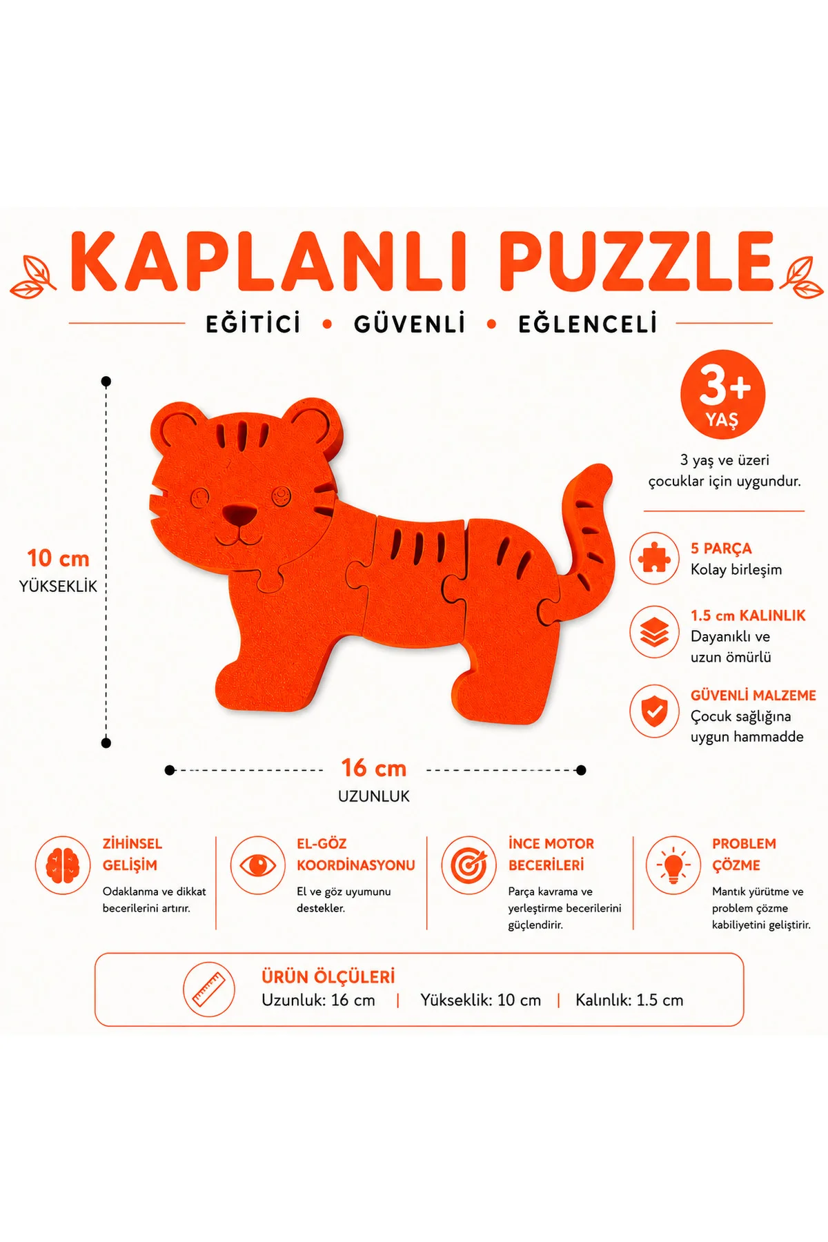Sevimli Kaplan 3D Baskı Puzzle – 5 Parça Eğitici Çocuk Yapbozu (3+ Yaş) Sevimli Kaplan 3D Baskı Puzzle – 5 Parça Eğitici Çocuk Yapbozu (3+ Yaş)