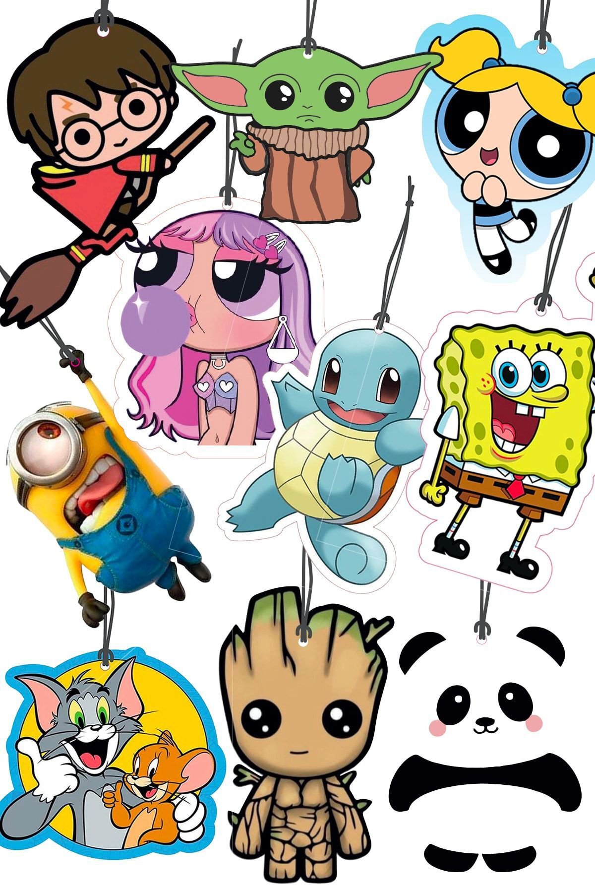 Sevimli Karakterler 10'lu Seri Tasarımlı Dekoratif Oto Kokusu Ve 