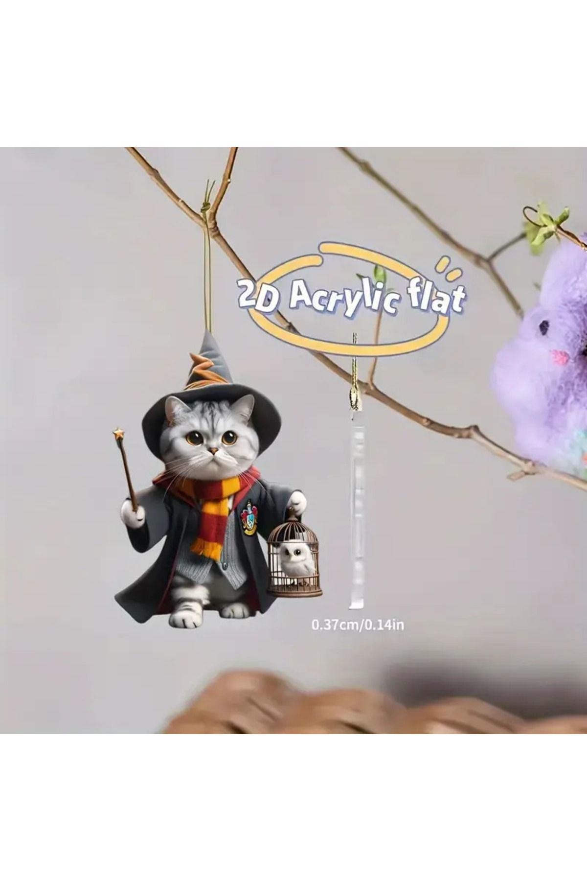 Dodemert Home Sevimli Kedi Cadı Akrilik Anahtarlık & Çanta Süsü & Araç Dikiz Ay