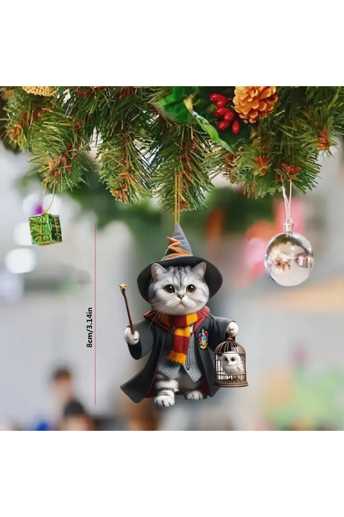 Dodemert Home Sevimli Kedi Cadı Akrilik Anahtarlık & Çanta Süsü & Araç Dikiz Ay