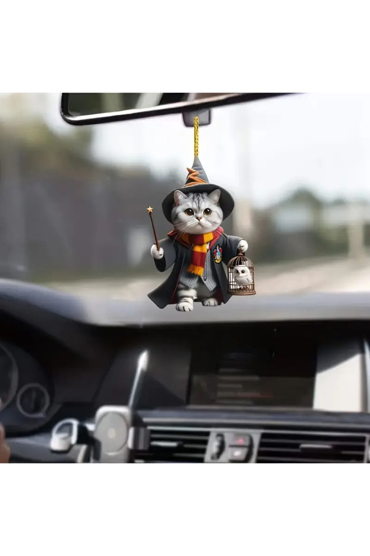 Dodemert Home Sevimli Kedi Cadı Akrilik Anahtarlık & Çanta Süsü & Araç Dikiz Ay