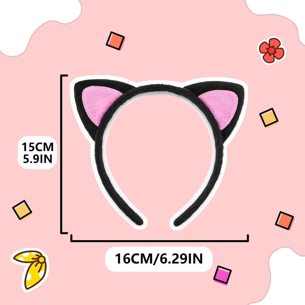 Sevimli Kedi Kulak Pofuduk Kedi Taç Siyah İçi Pembe Renk 17x15 cm Sevimli Kedi Kulak Pofuduk Kedi Taç Siyah İçi Pembe Renk 17x15 cm