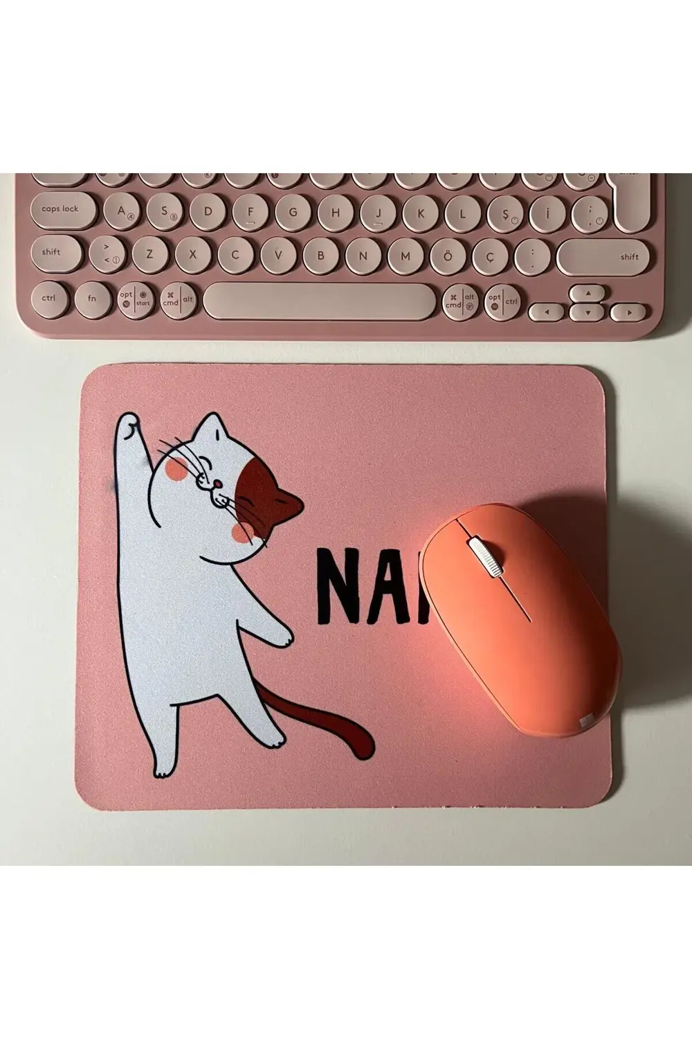 Sevimli Kedi Mouse Pad, 21x17 cm, Kaymaz Taban, Ev, Ofis ve Oyun