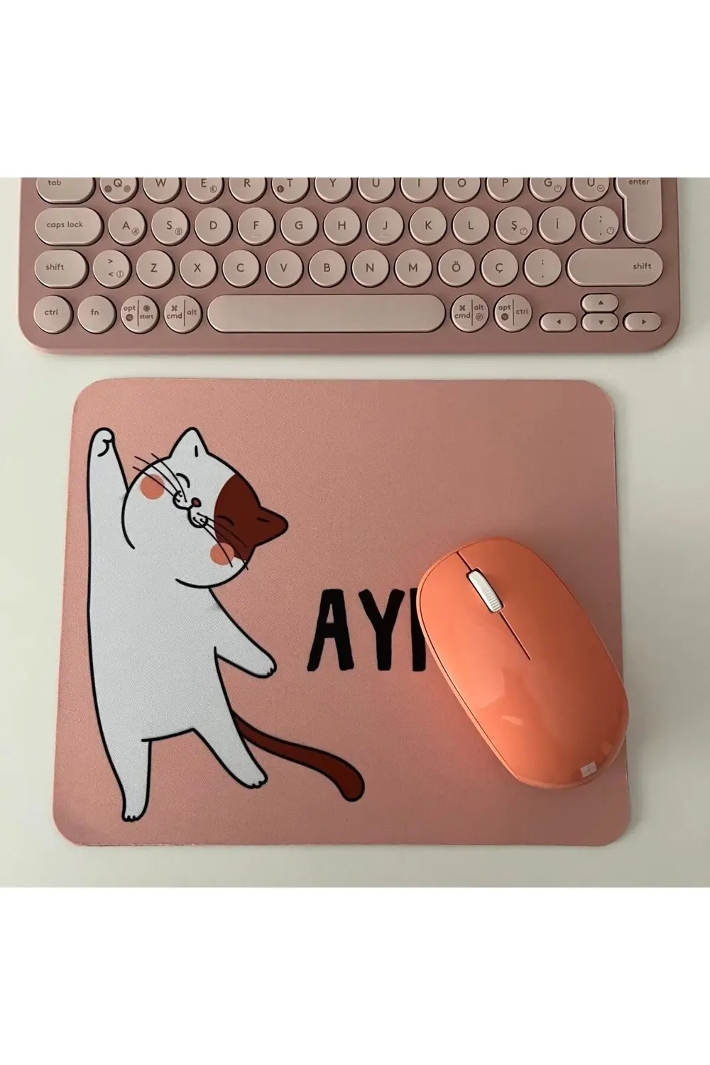 Sevimli Kedi Mouse Pad, 21x17 cm, Kaymaz Taban, Ev, Ofis ve Oyun