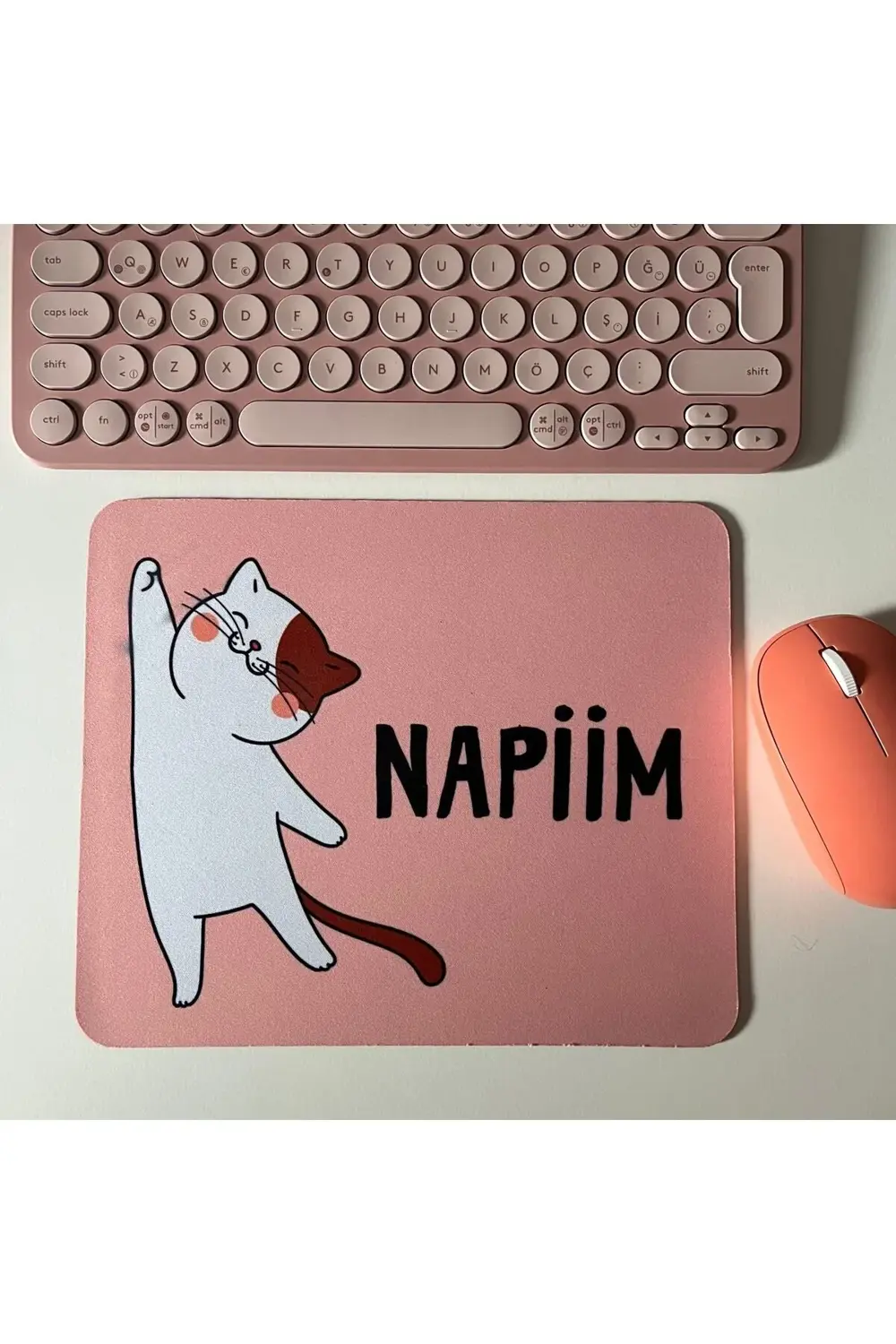 Sevimli Kedi Mouse Pad, 21x17 cm, Kaymaz Taban, Ev, Ofis ve Oyun