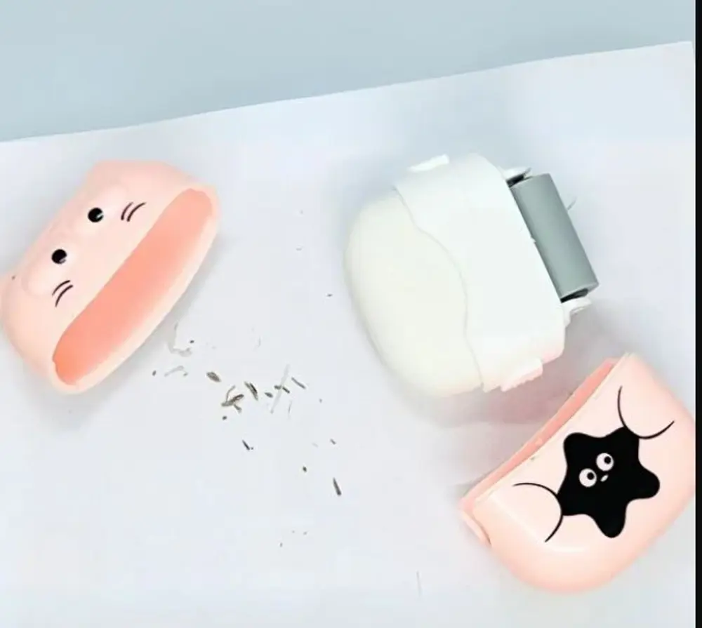 Sevimli Kedi Silgi Rulo Silgi, Toz Hazneli Silgi - Krem (Bej)