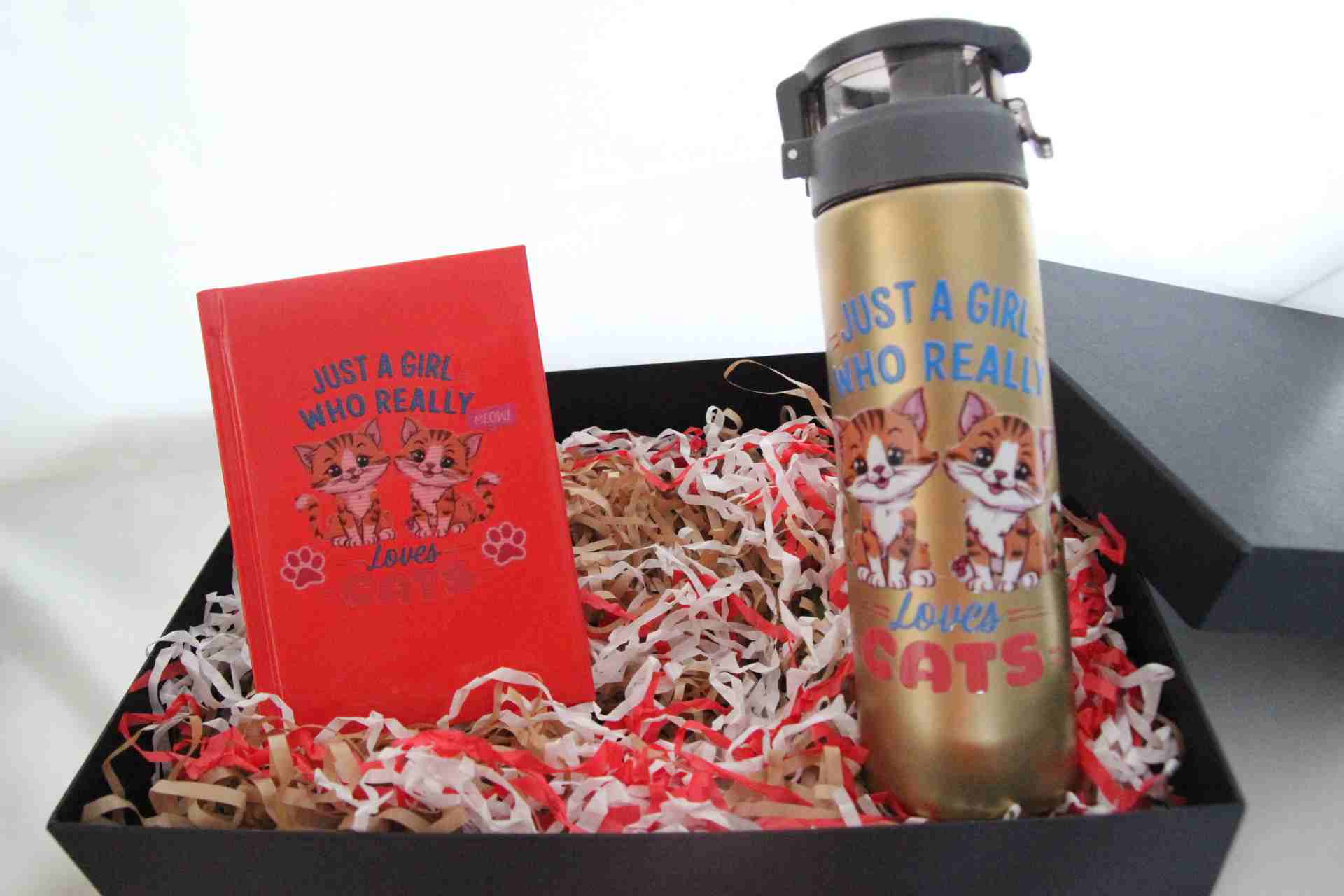 Home Sevimli Kediler Termos Ve Kırmızı Defter Hediye Kutusu