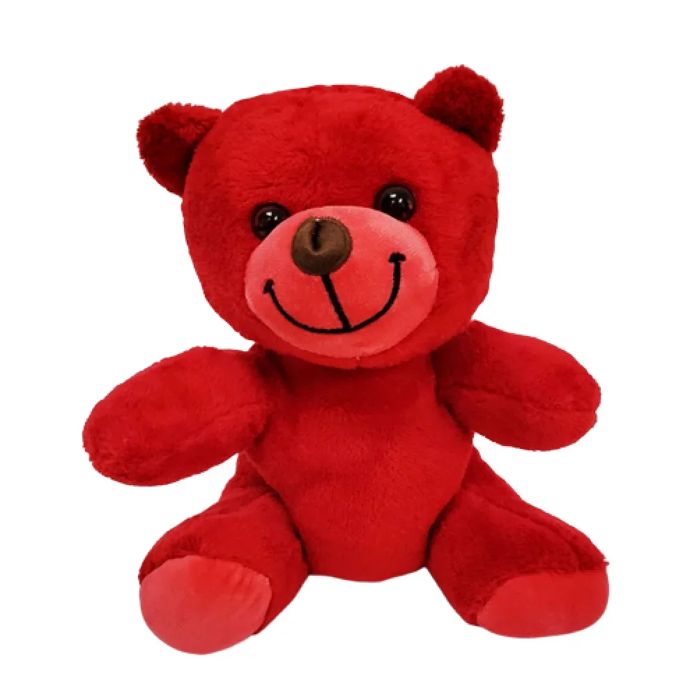Sevimli Kırmızı Peluş Oyuncak Ayıcık 25 cm Yumuşak Dokunuşlu