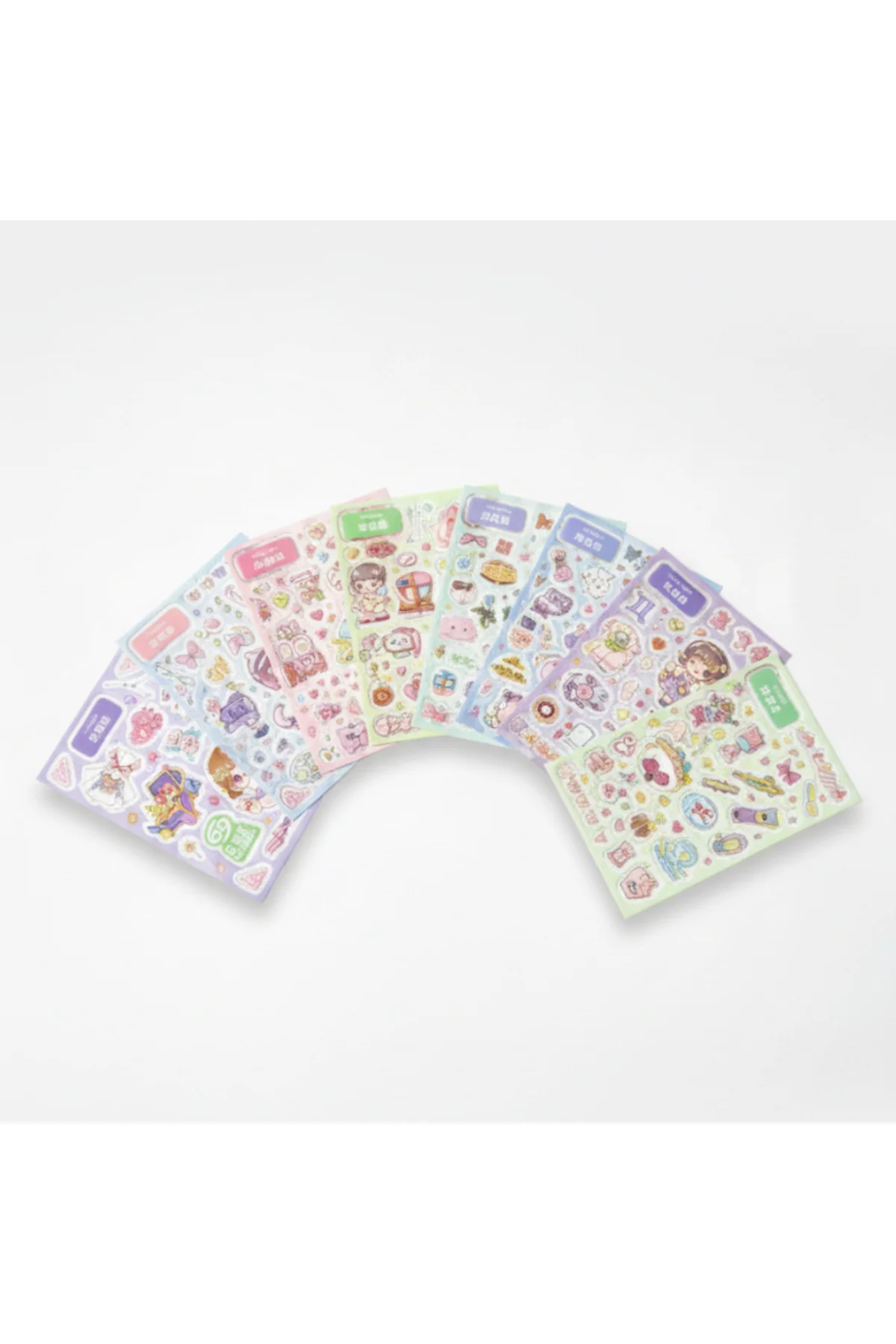 Sevimli Kızlar Sticker Etiket 12 sayfa yeşil