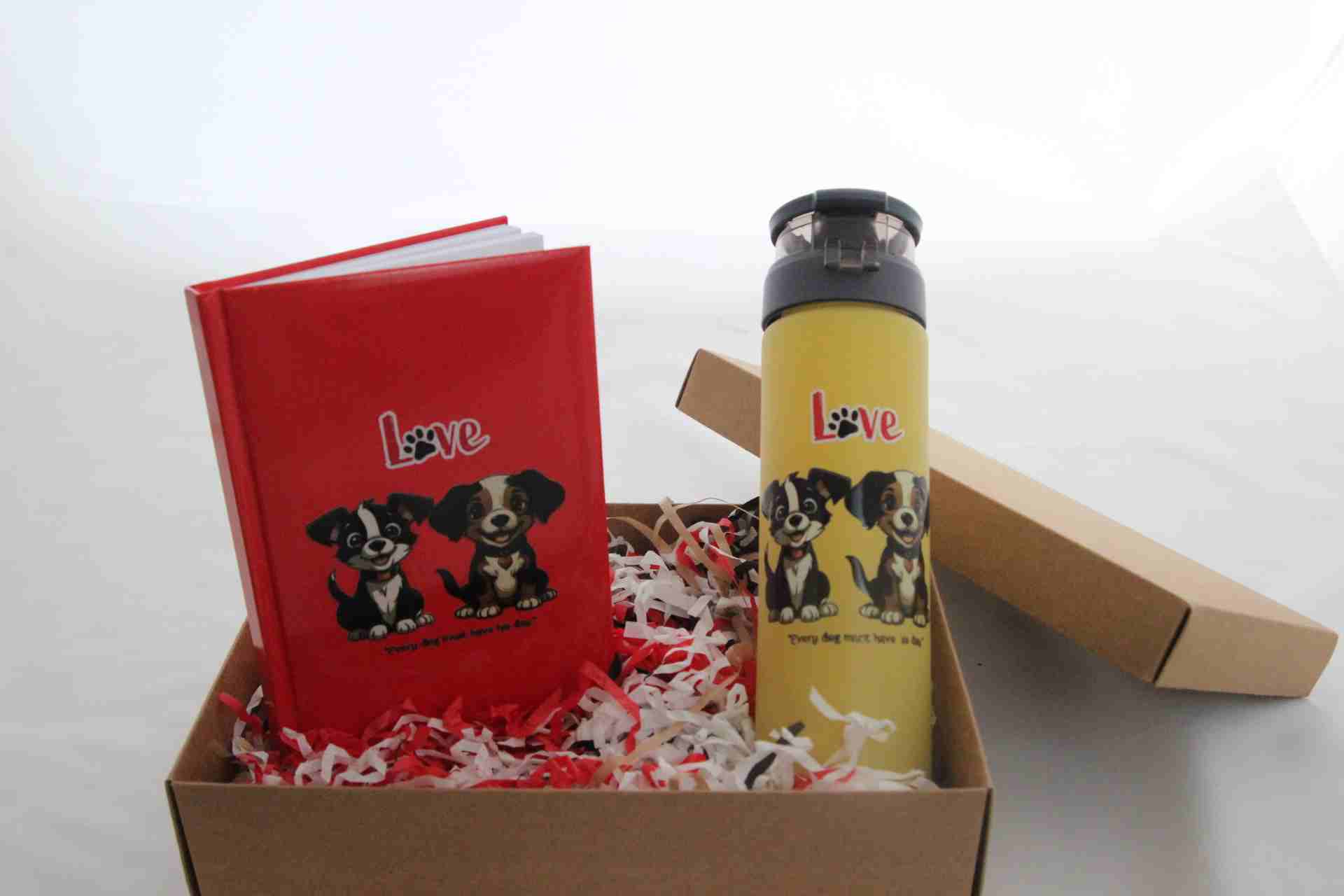 İhtiyaçavm Sevimli Köpek Hediye Kutusu - Köpek Baskılı Defter Ve Termos Hediye Seti