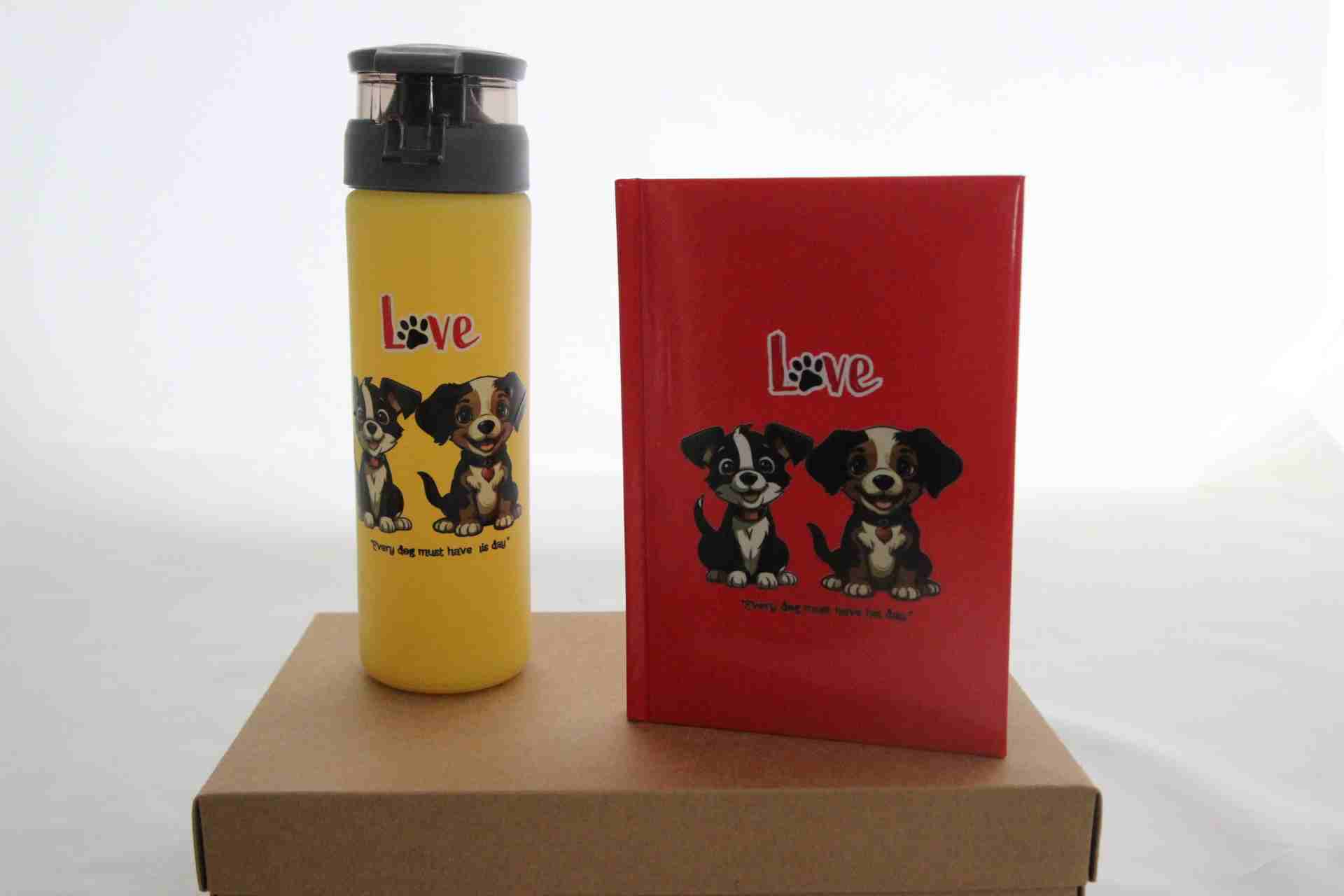 İhtiyaçavm Sevimli Köpek Hediye Kutusu - Köpek Baskılı Defter Ve Termos Hediye Seti