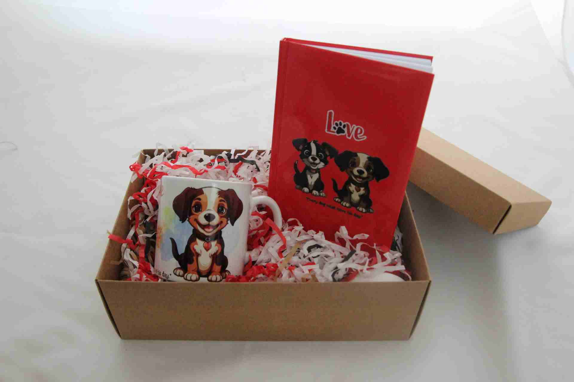 İhtiyaçavm Sevimli Köpek Hediye Seti - Köpek Tasarım Kupa Bardak Ve Defter Hediye Kutusu