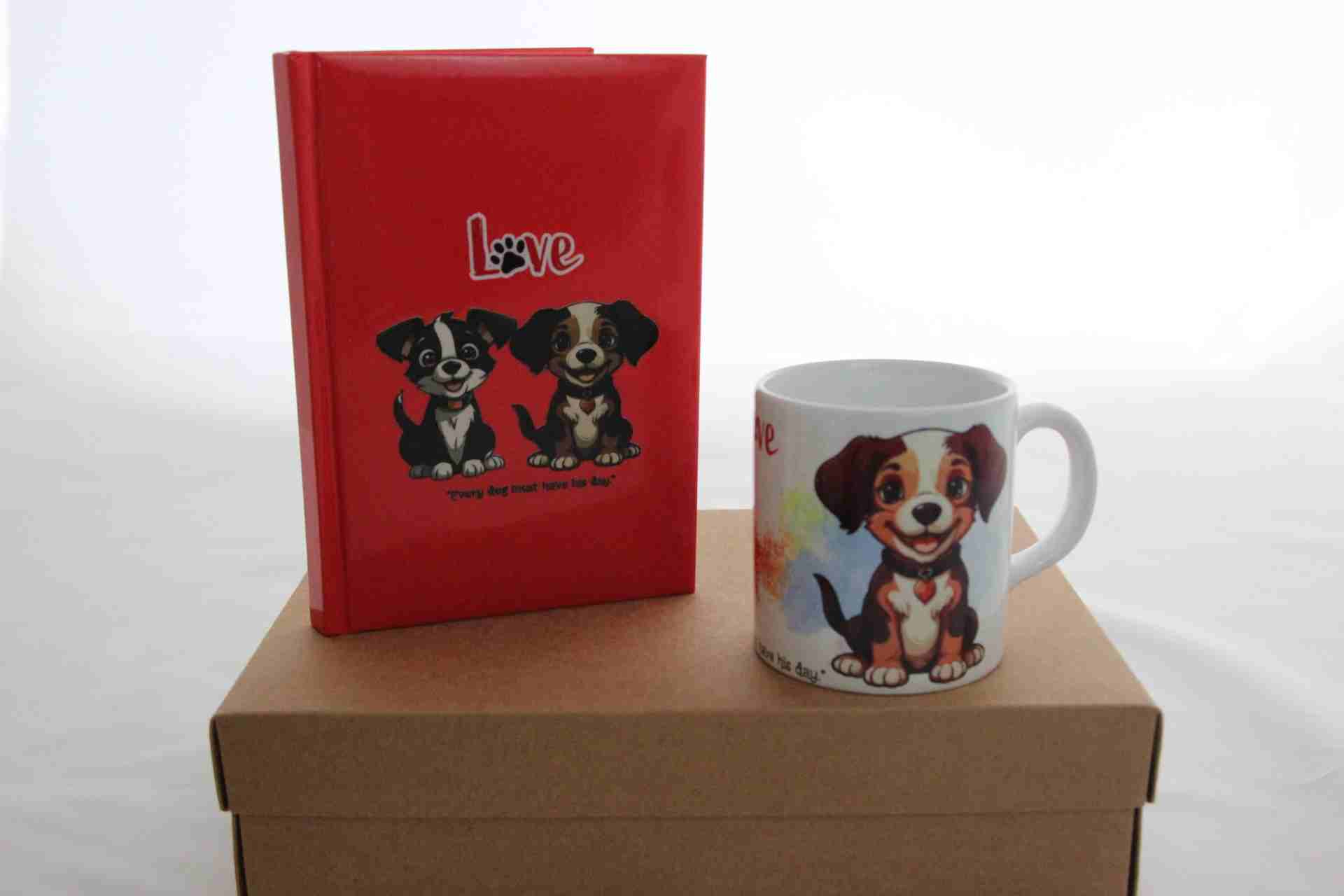 İhtiyaçavm Sevimli Köpek Hediye Seti - Köpek Tasarım Kupa Bardak Ve Defter Hediye Kutusu