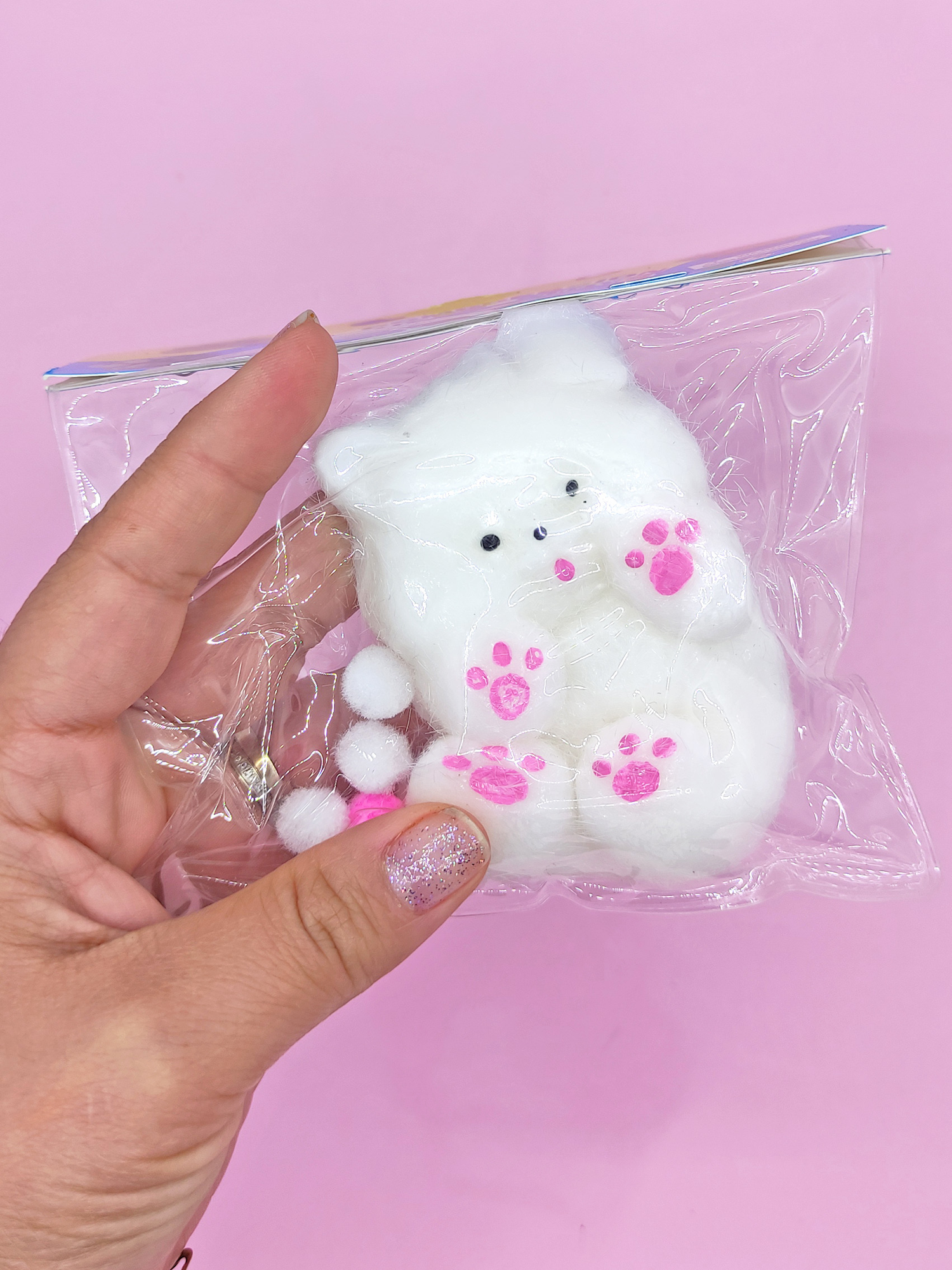 Limmy Sevimli Köpek Squishy Tüylü Beyaz Patili Yumuşacık (6X9 Cm) Sukuş